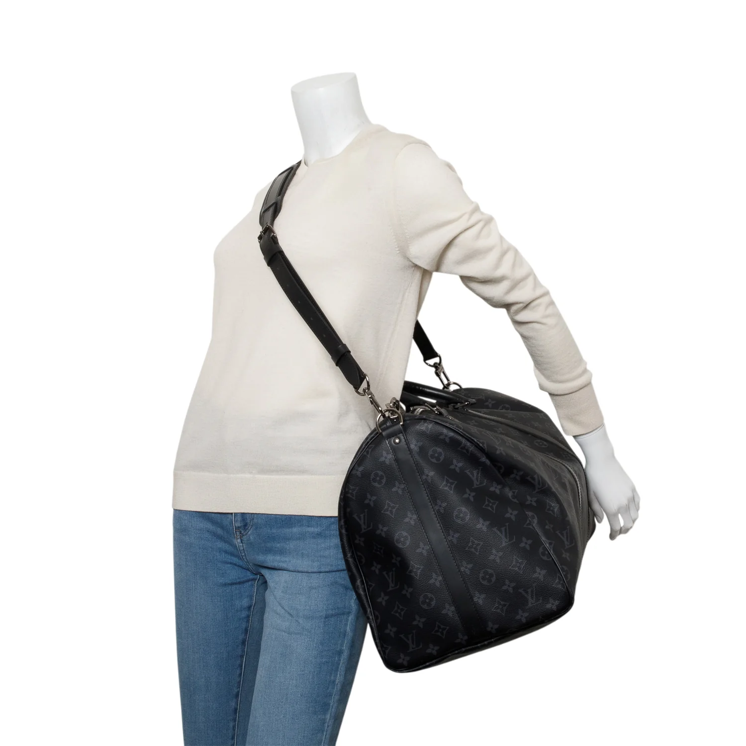 Louis Vuitton Monogram Eclipse Keepall Bandouliere 55 w/ Strap - Image 2
