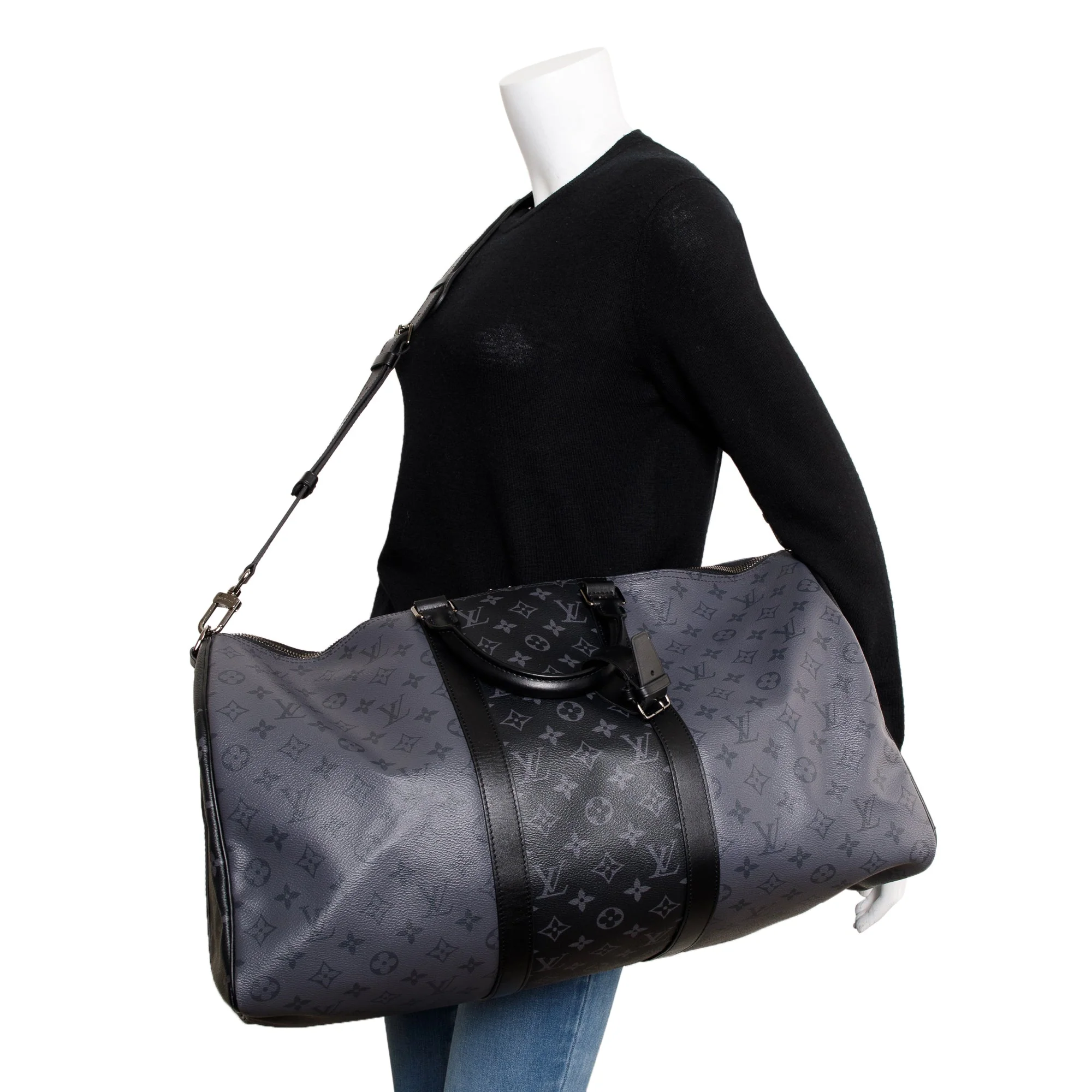 Louis Vuitton Monogram Eclipse Reverse Keepall Bandouliere 50 w/ Strap - Image 2