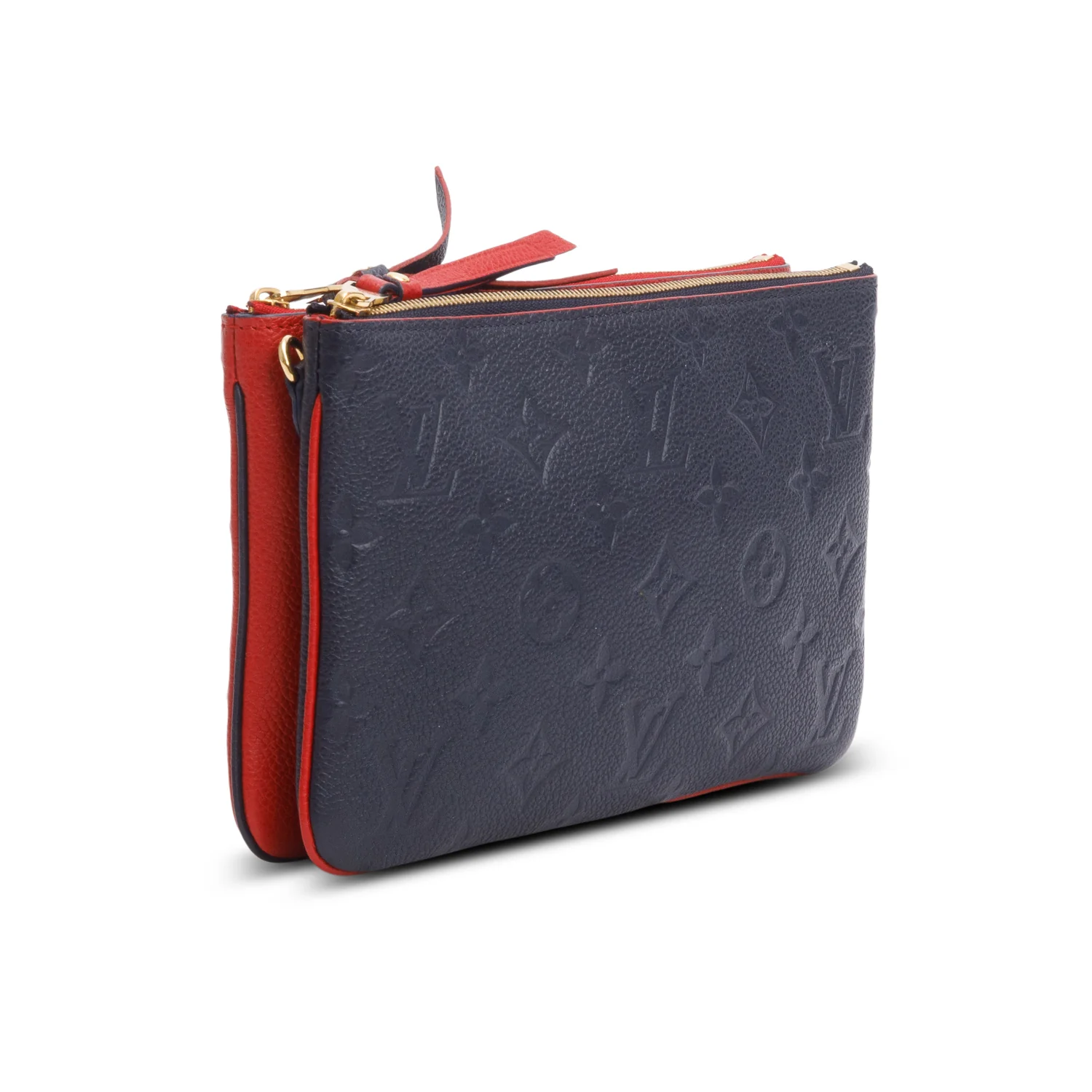 Louis Vuitton Navy/Red Empreinte Leather Double Zip Pochette w/ Strap, Box and Receipt - Image 5