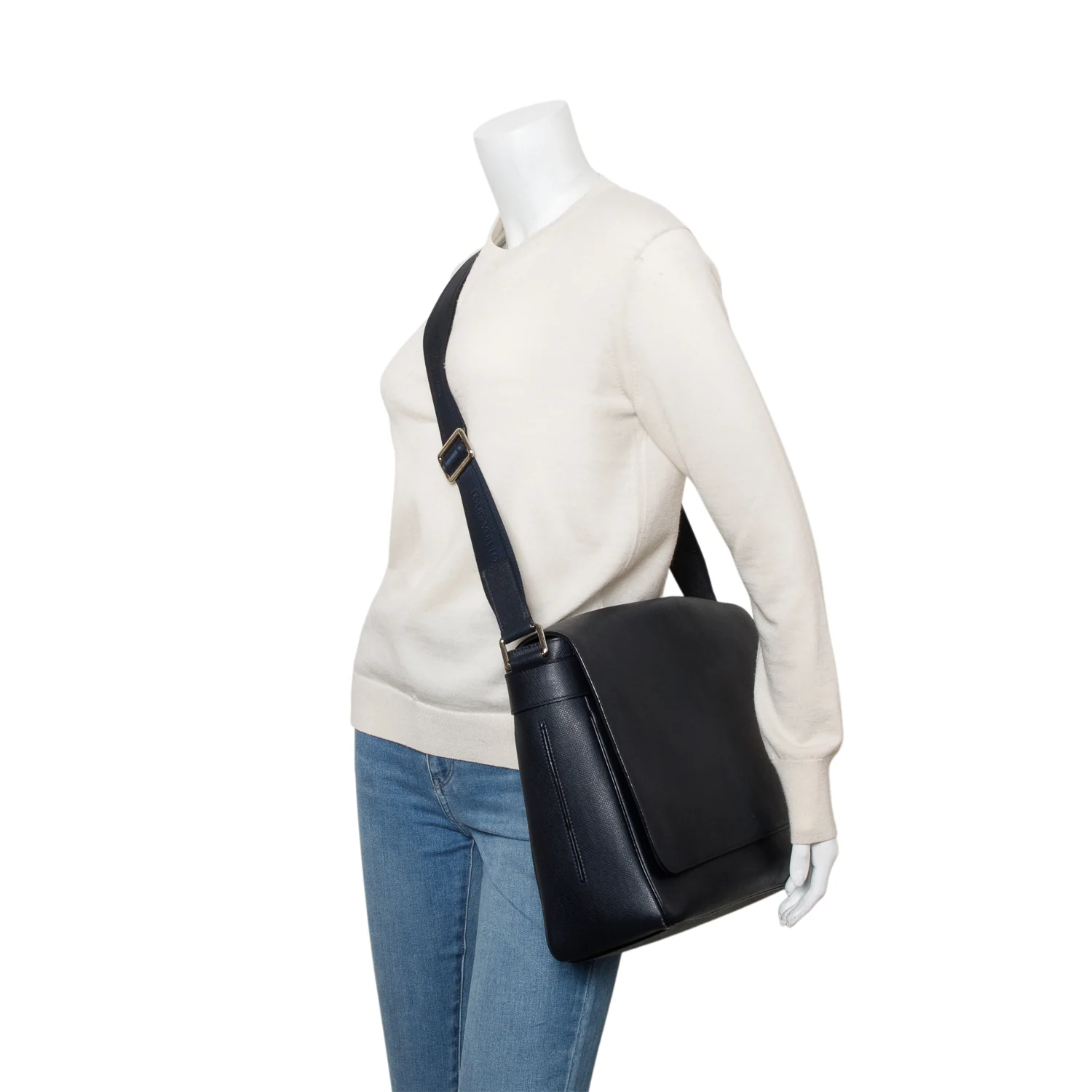 Louis Vuitton Navy Taiga Leather Roman GM Messenger Bag - Image 2