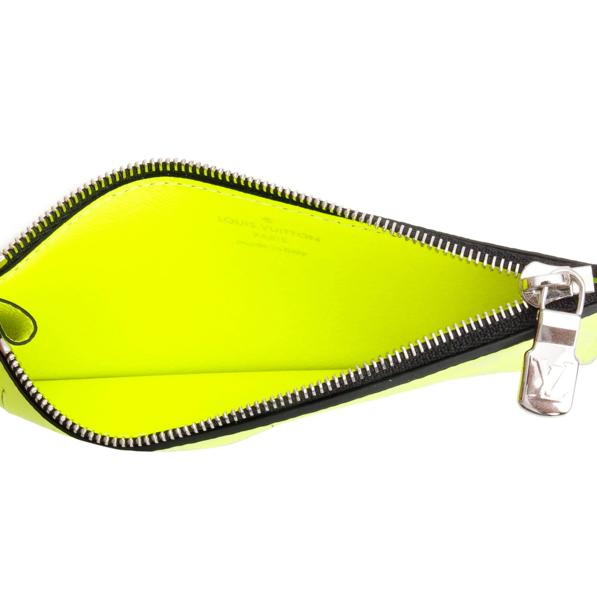 Louis Vuitton Neon Yellow Monogram & Taigarama Leather Coin Card Holder w/ Box - Image 6