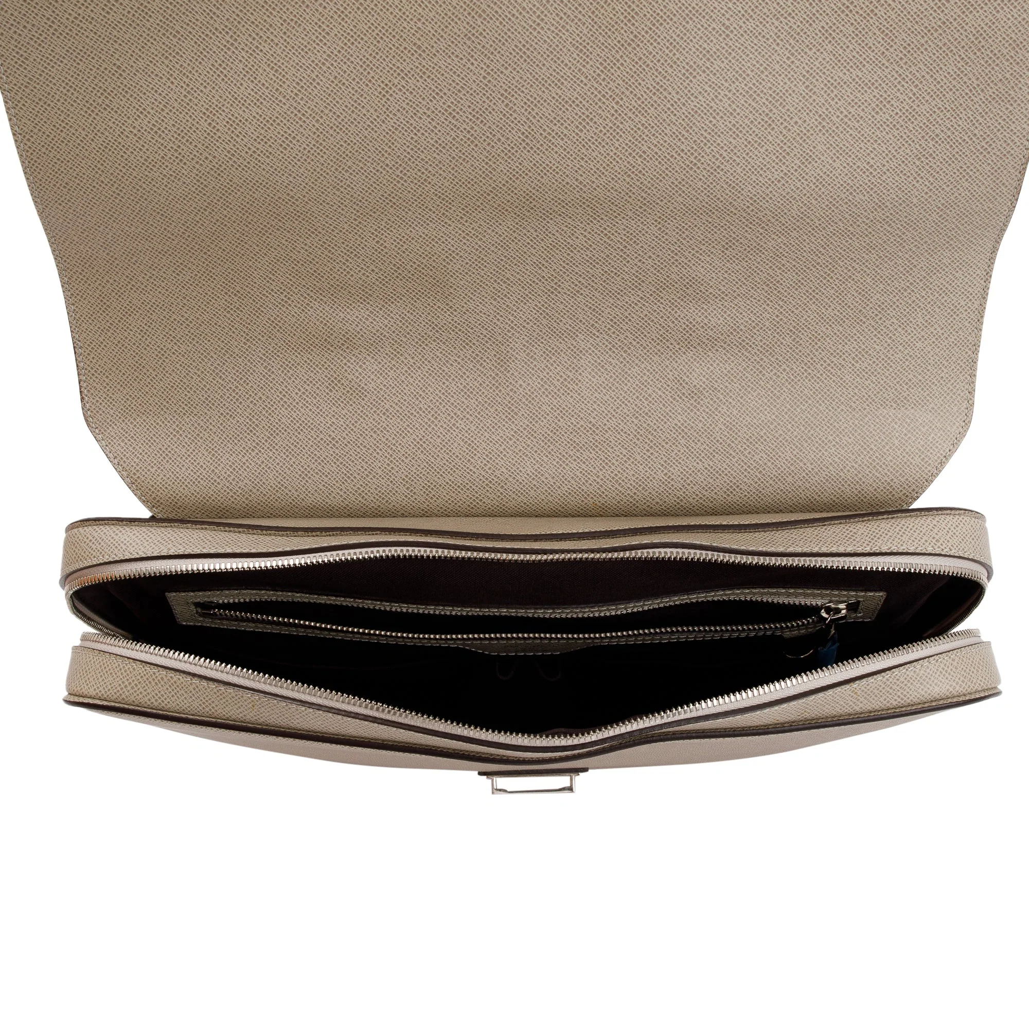 Louis Vuitton Neutral Taiga Leather Vassili PM Briefcase Bag w/ Strap, Box & Receipt - Image 9