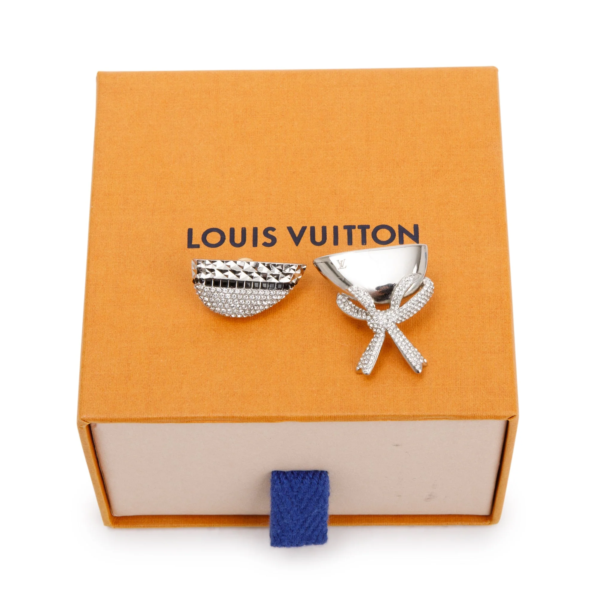 Louis Vuitton Palladium-Plated Crystal Bionic Earrings Node w/ Box - Image 2