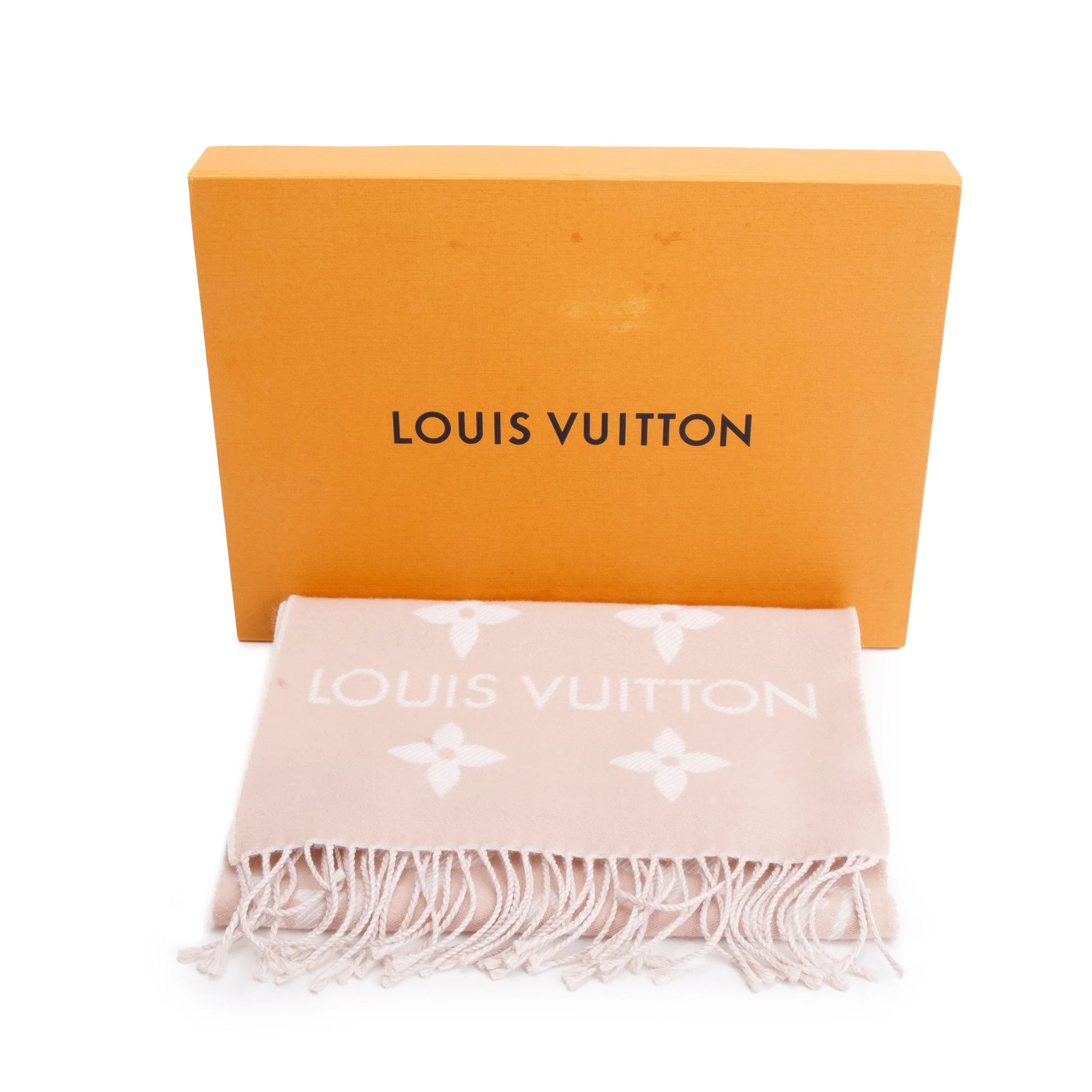 Louis Vuitton Pink LV Essential Monogram Wool Shine Scarf w/ Box - Image 3