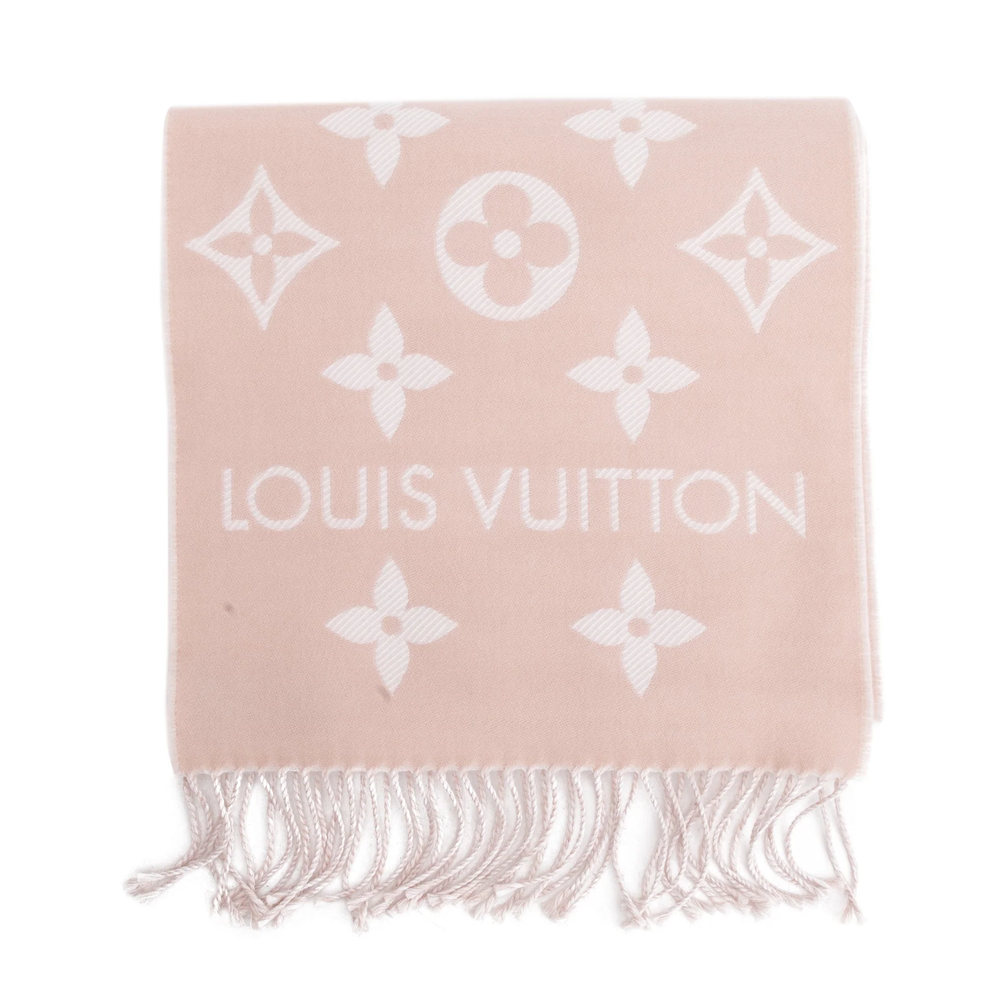 Louis Vuitton Pink LV Essential Monogram Wool Shine Scarf w/ Box - Image 4