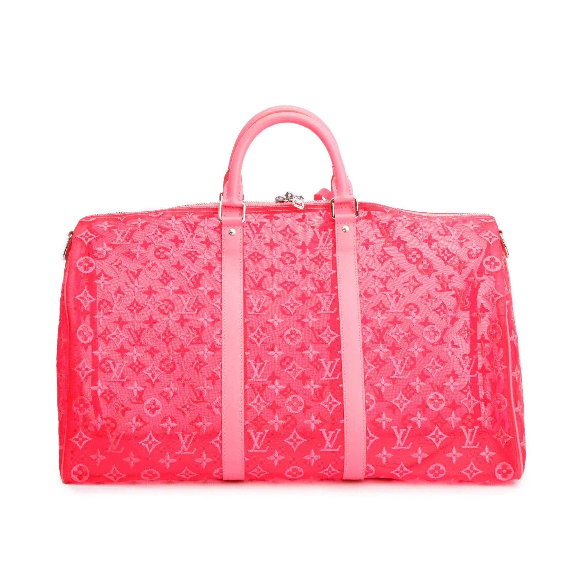 Louis Vuitton Pink Monogram See Through Mesh Keepall Bandouliere 50 - Image 4