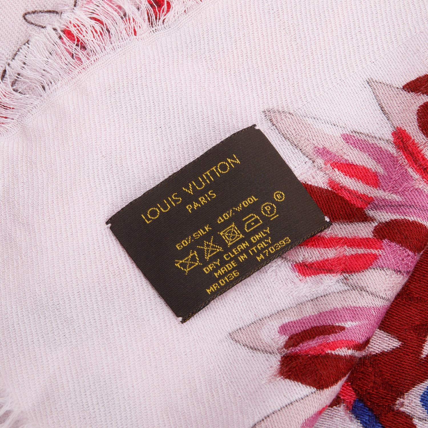 Louis Vuitton Pink Multicolor Silk/Wool Shawl Scarf w/ Receipt - Image 4