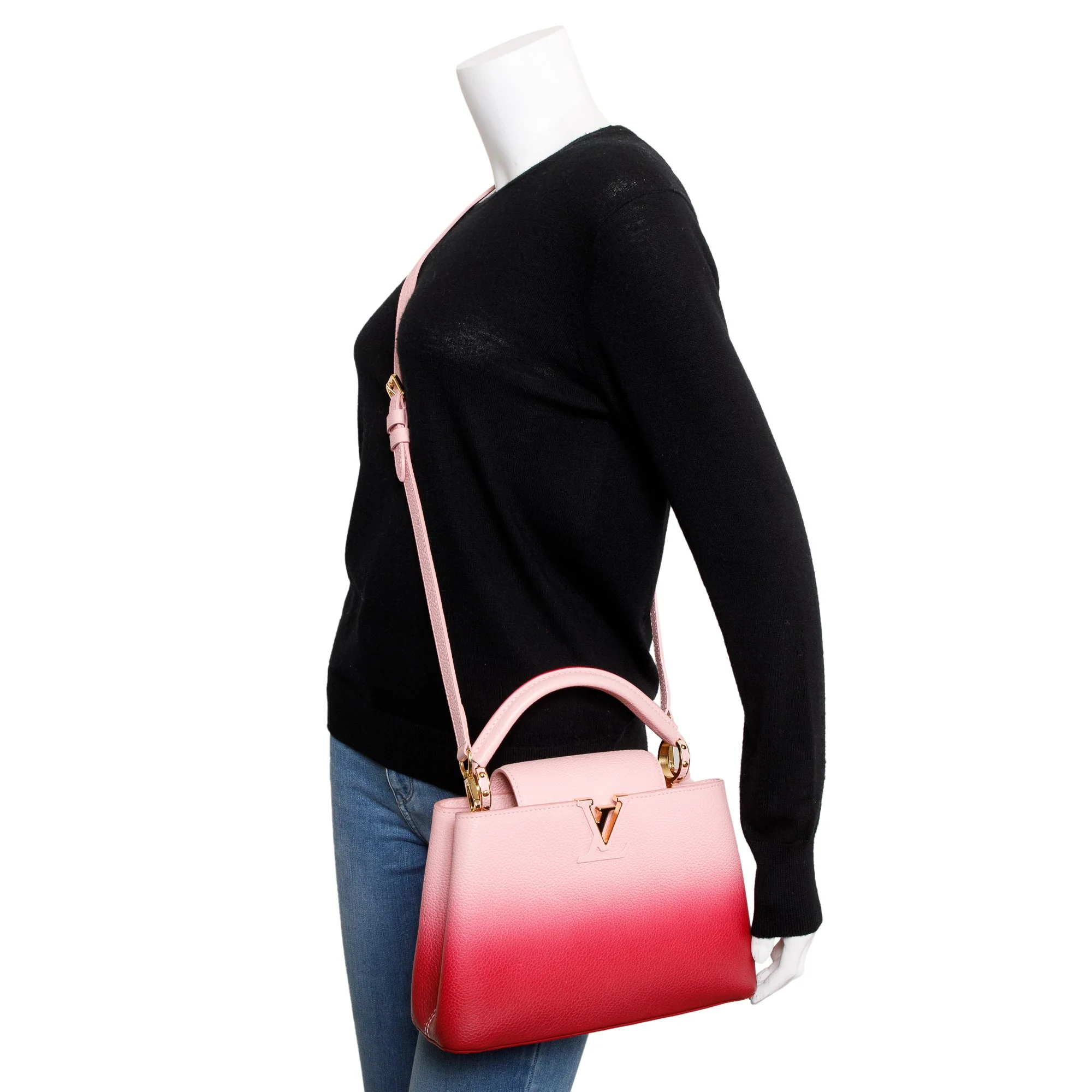 Louis Vuitton Pink Ombre Calfskin Leather Capucines BB w/ Strap - Image 2