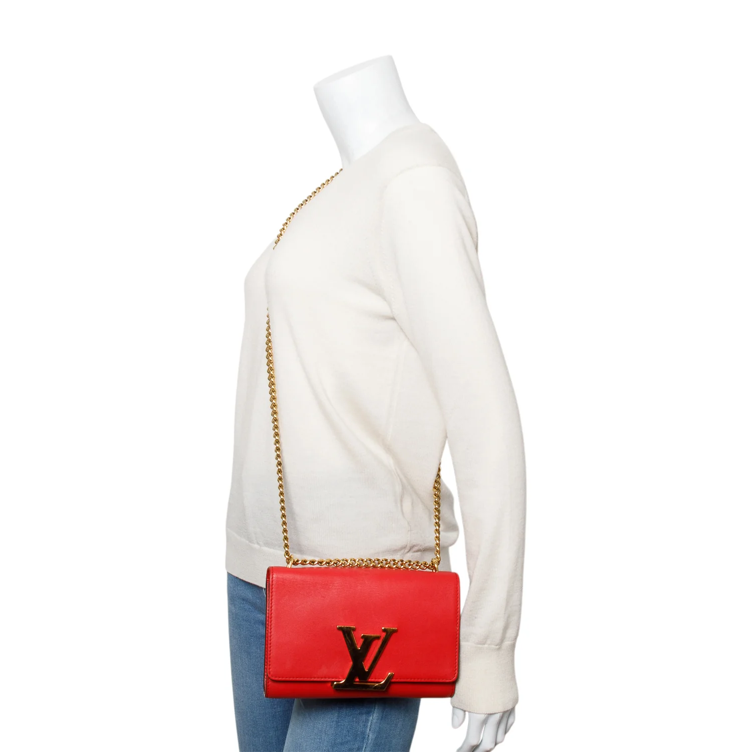 Louis Vuitton Red Calfskin Louise Chain Clutch MM - Image 2