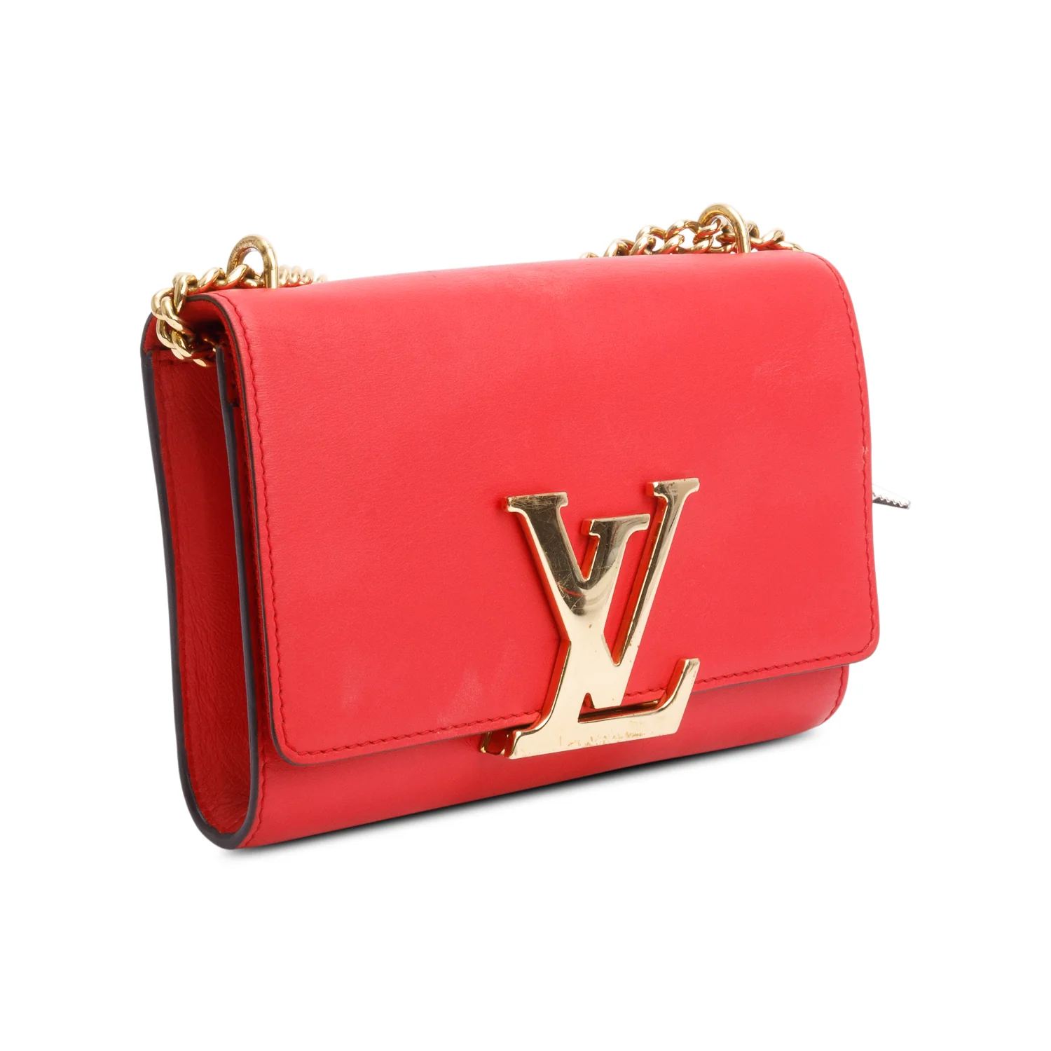 Louis Vuitton Red Calfskin Louise Chain Clutch MM - Image 4