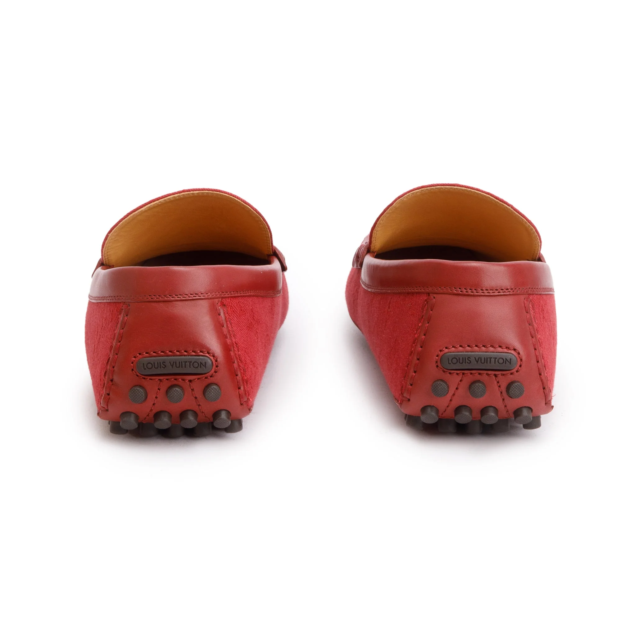 Louis Vuitton Red Denim Men's Hockenheim Moccasin Loafers, Size 11 w/ Box - Image 6