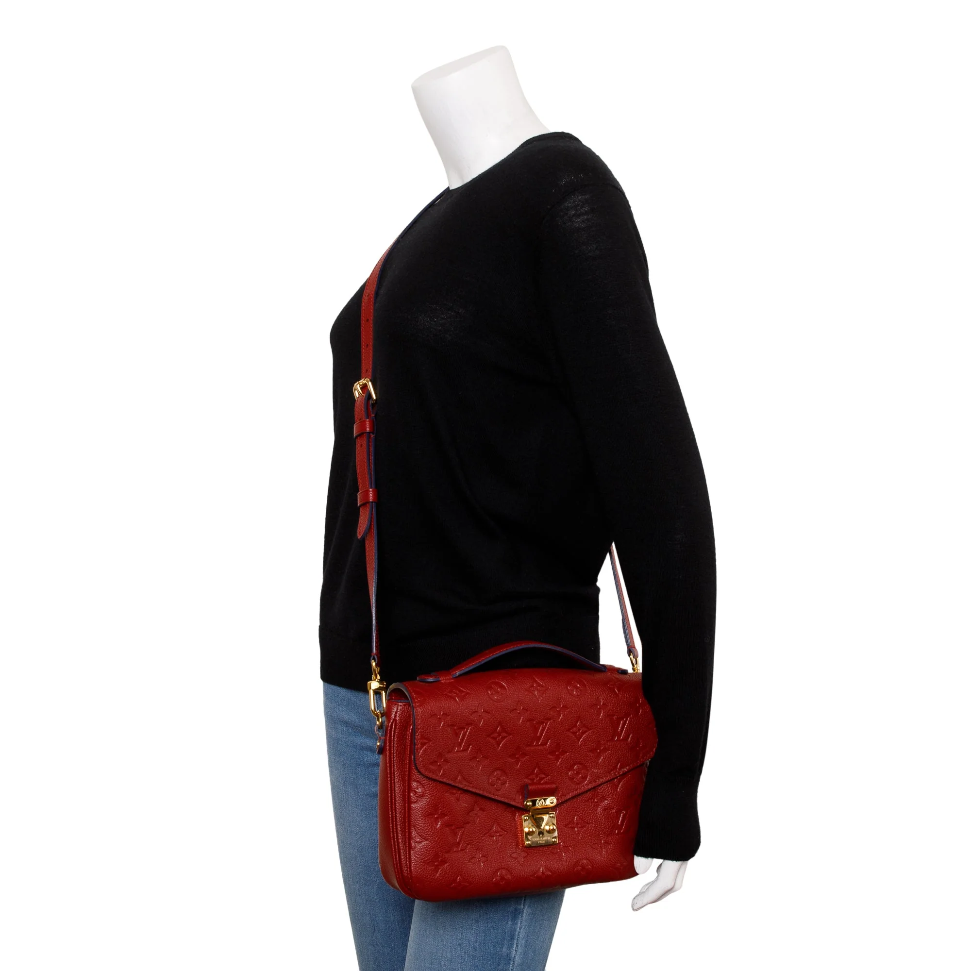 Louis Vuitton Red Monogram Empreinte Leather Pochette Metis w/ Box & Receipt - Image 2