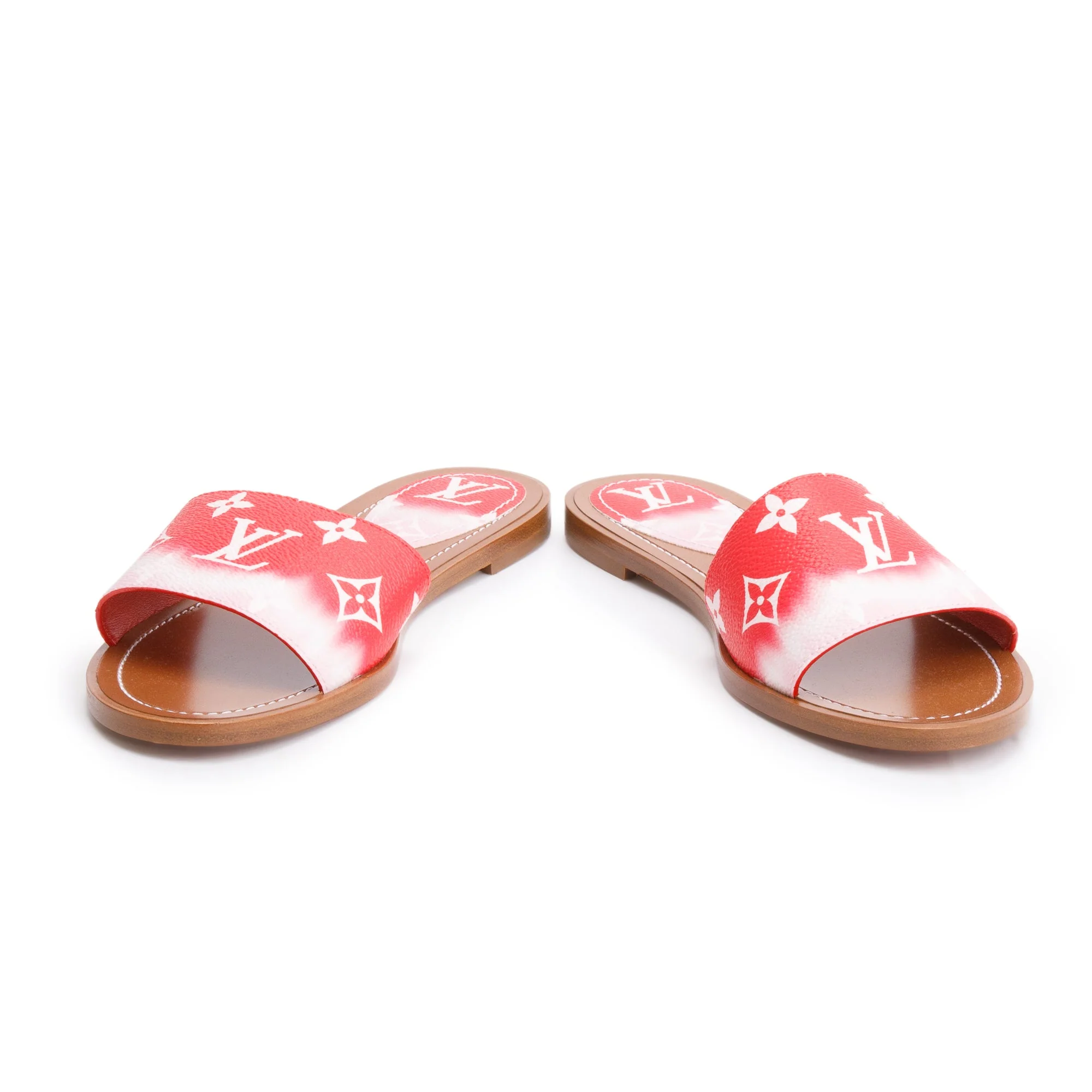 Louis Vuitton Red Monogram Escale Flat Mule, Size 37.5 w/ Box - Image 4