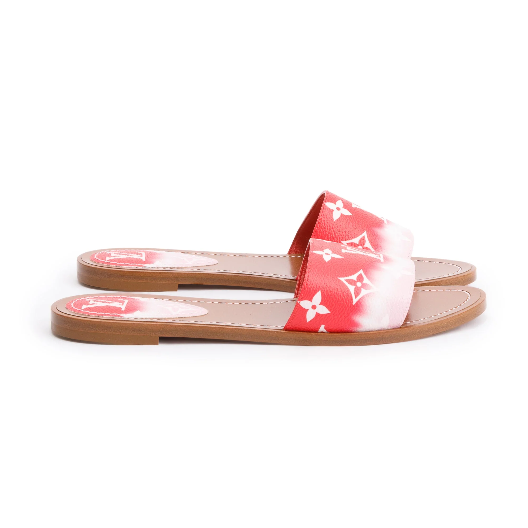 Louis Vuitton Red Monogram Escale Flat Mule, Size 37.5 w/ Box - Image 5