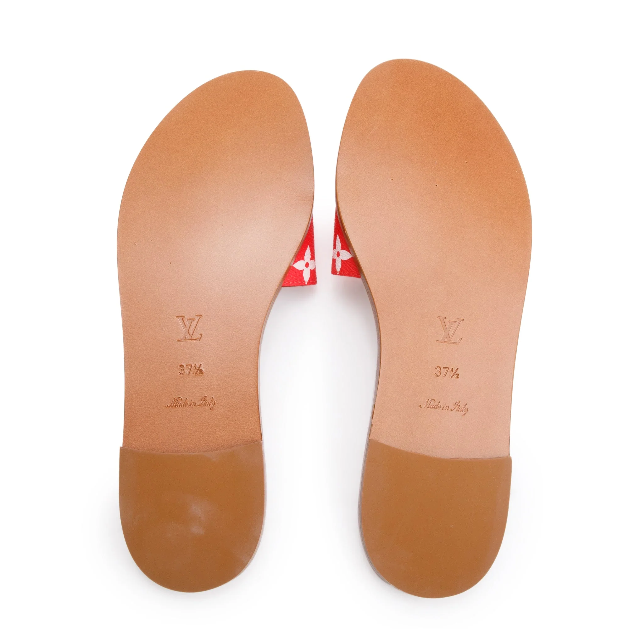 Louis Vuitton Red Monogram Escale Flat Mule, Size 37.5 w/ Box - Image 7