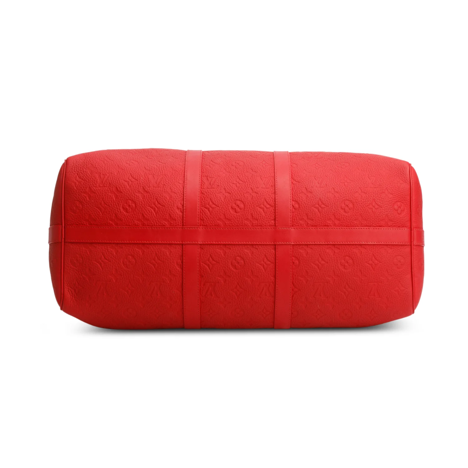 Louis Vuitton Red Monogram Taurillon Embossed Leather Keepall Bandouliere 50 - Image 7