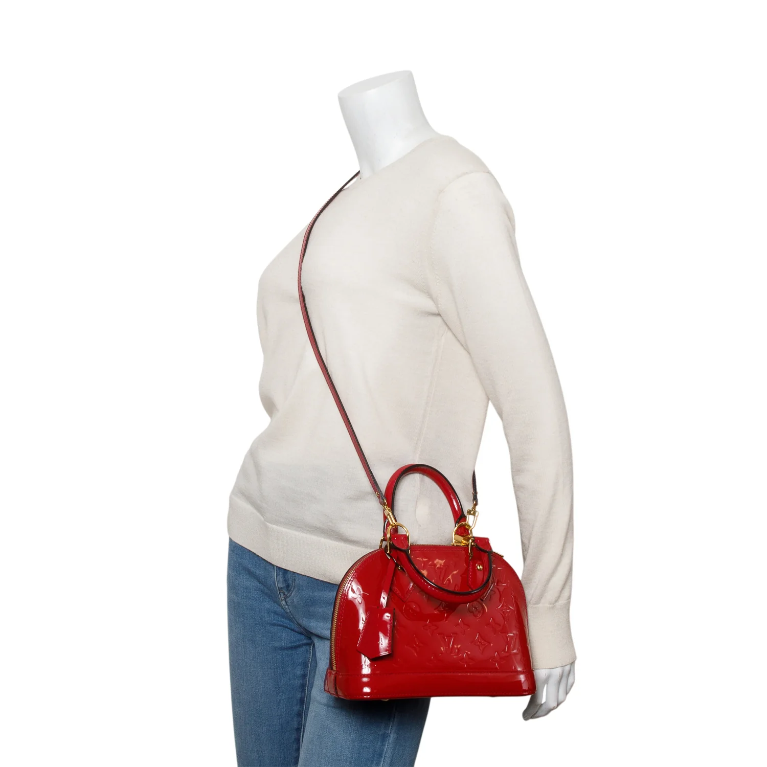 Louis Vuitton Red Vernis Alma BB w/ Strap - Image 7