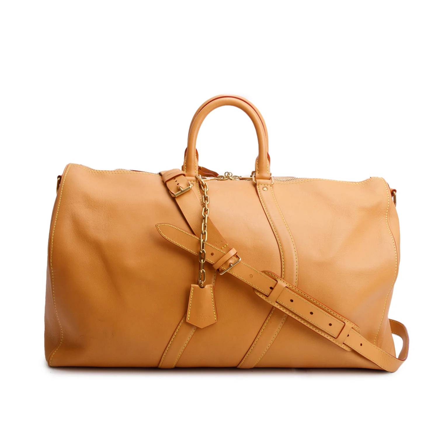 Louis Vuitton Tan Vachetta Leather Wavy Keepall Bandouliere 50 w/ Box