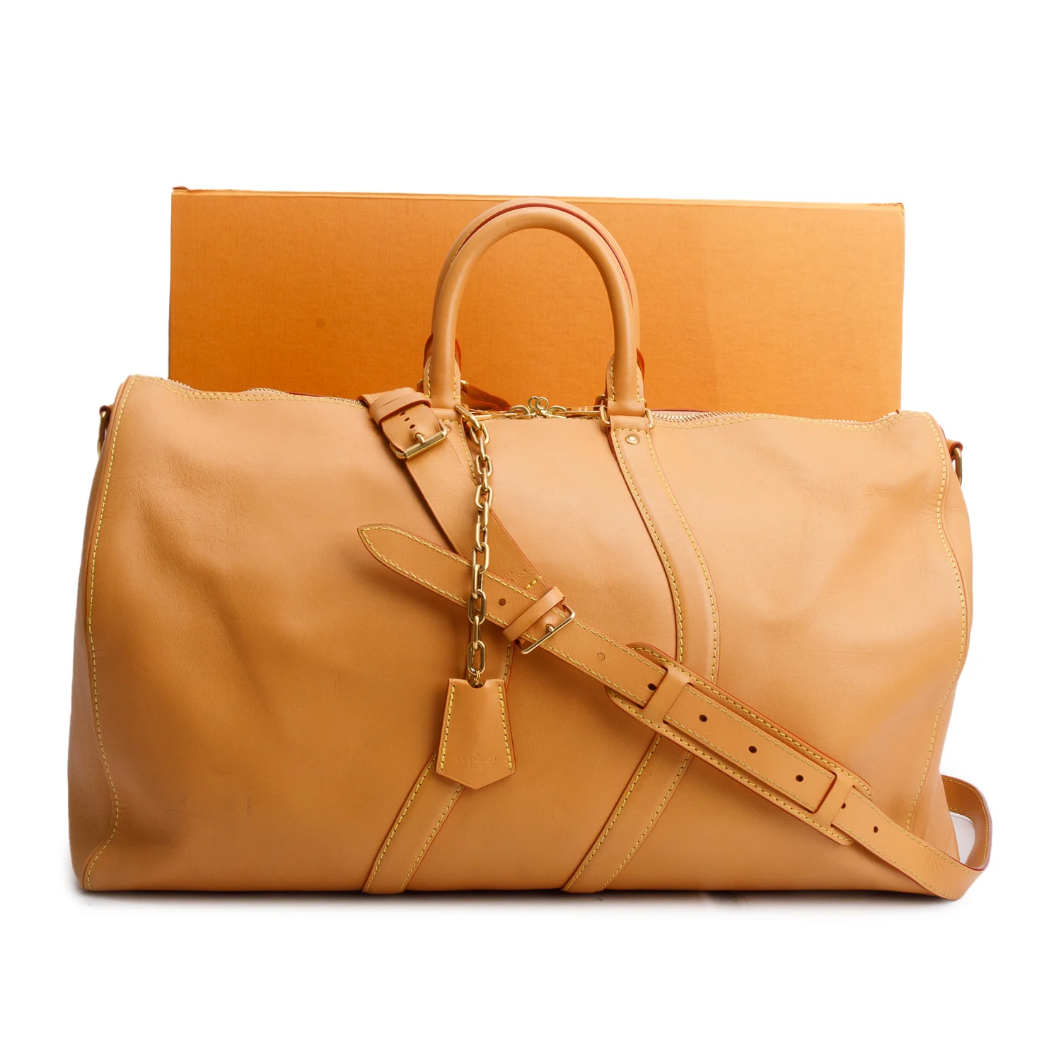 Louis Vuitton Tan Vachetta Leather Wavy Keepall Bandouliere 50 w/ Box - Image 2