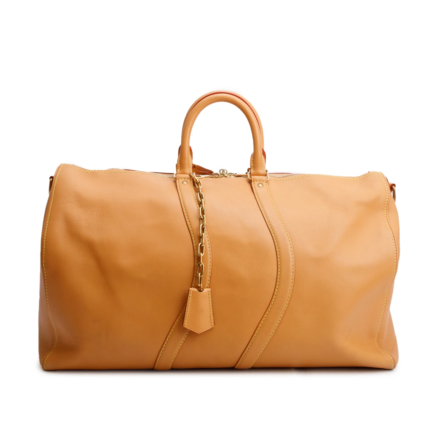 Louis Vuitton Tan Vachetta Leather Wavy Keepall Bandouliere 50 w/ Box - Image 3