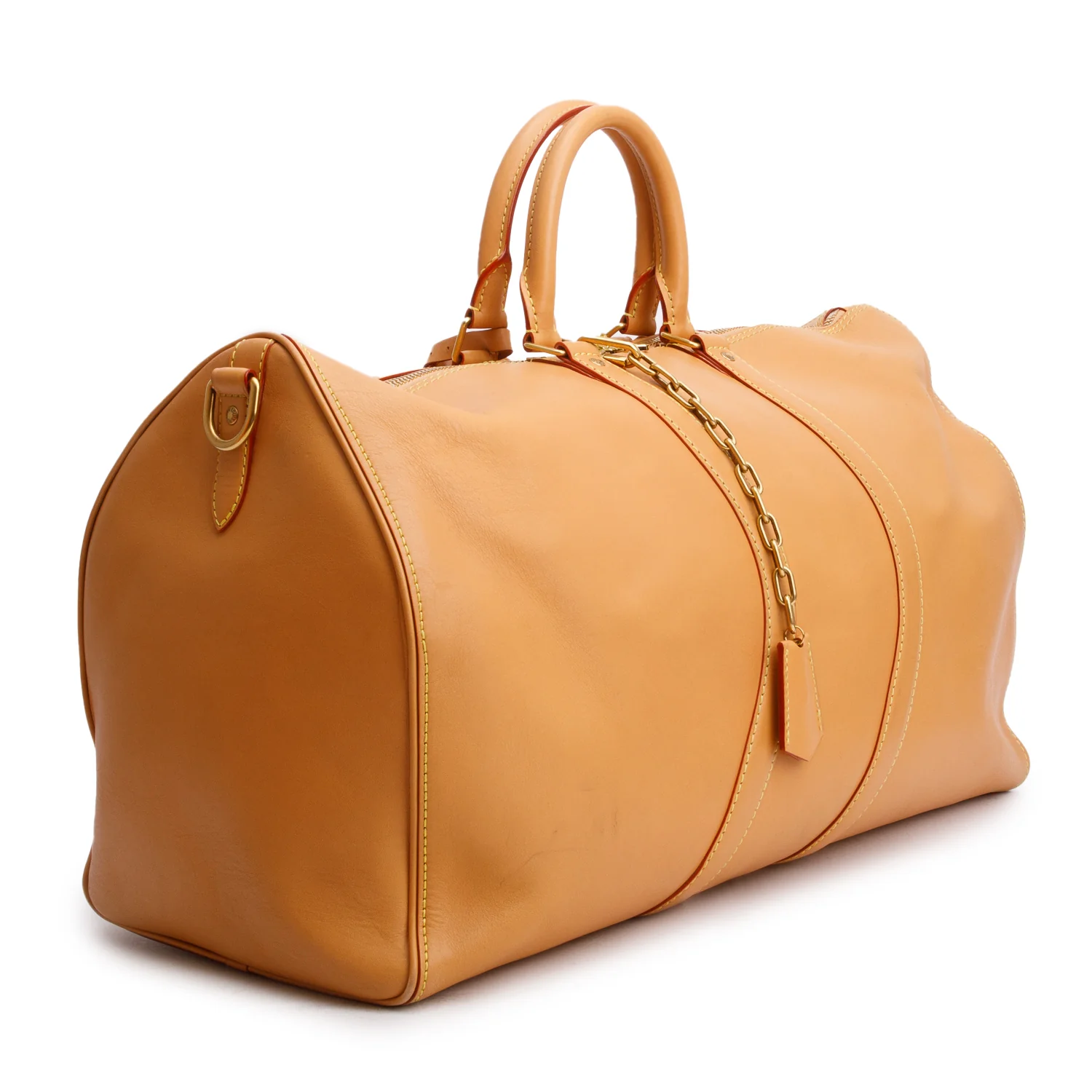 Louis Vuitton Tan Vachetta Leather Wavy Keepall Bandouliere 50 w/ Box - Image 4
