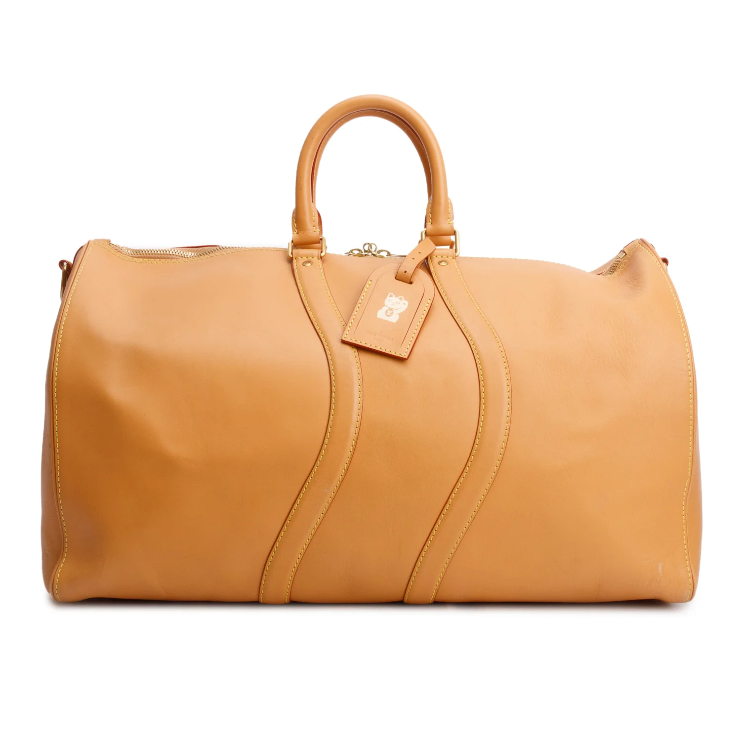 Louis Vuitton Tan Vachetta Leather Wavy Keepall Bandouliere 50 w/ Box - Image 5