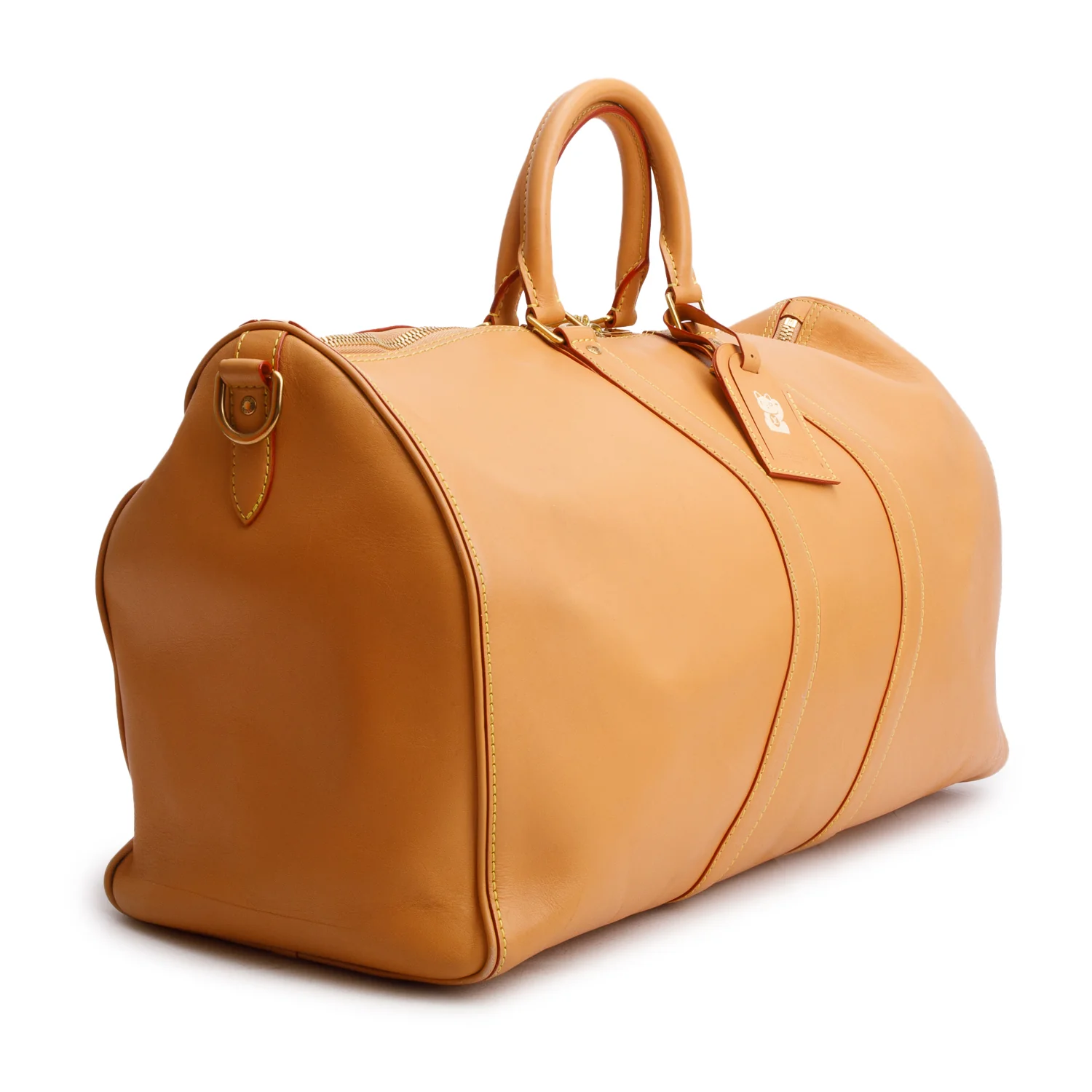 Louis Vuitton Tan Vachetta Leather Wavy Keepall Bandouliere 50 w/ Box - Image 6