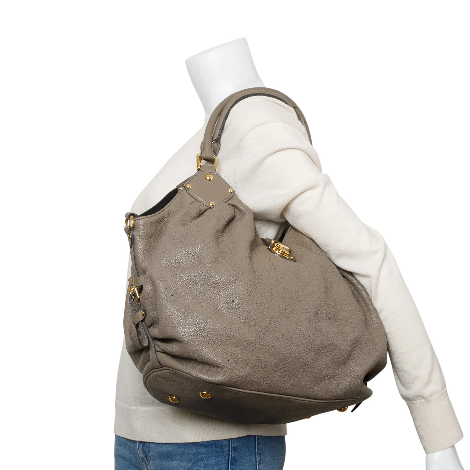 Louis Vuitton Taupe Mahina Leather L Hobo - Image 2