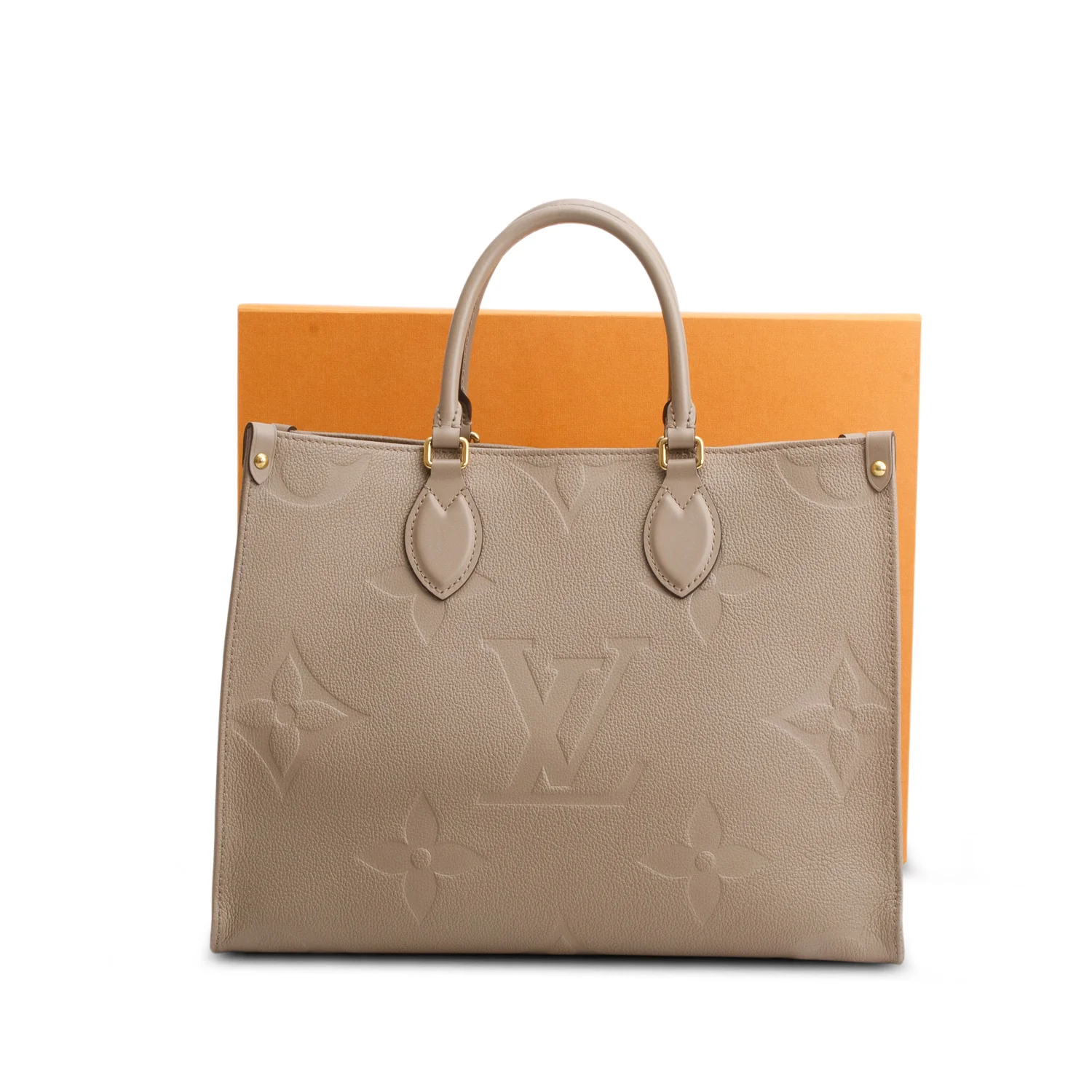 Louis Vuitton Turtledove Monogram Empreinte Giant OnTheGo MM w/ Box - Image 3
