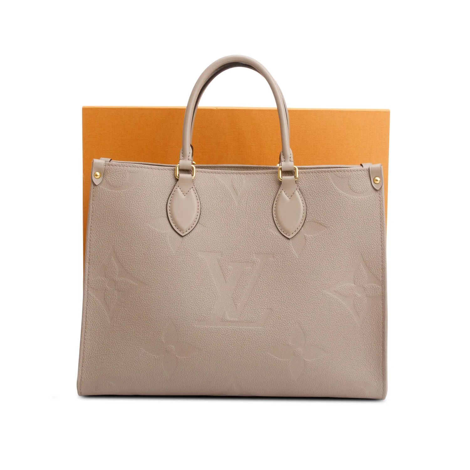 Louis Vuitton Turtledove Monogram Empreinte Giant OnTheGo MM w/ Box & Receipt - Image 3