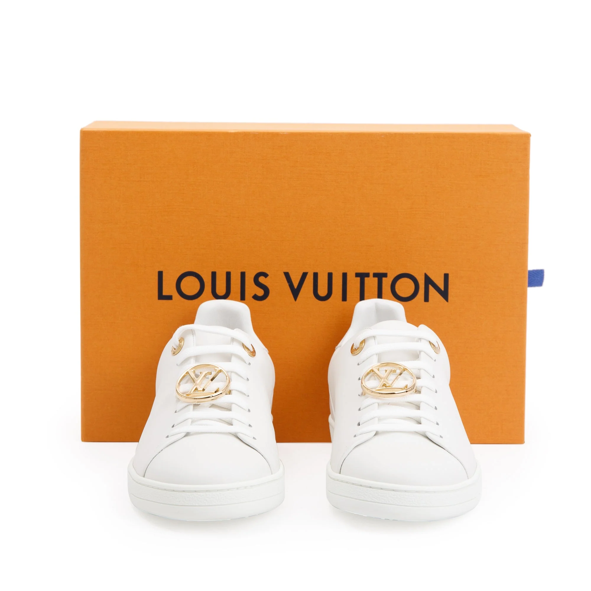 Louis Vuitton White Calfskin Leather Frontrow Trainer Sneakers, Size 39 w/ Box - Image 2