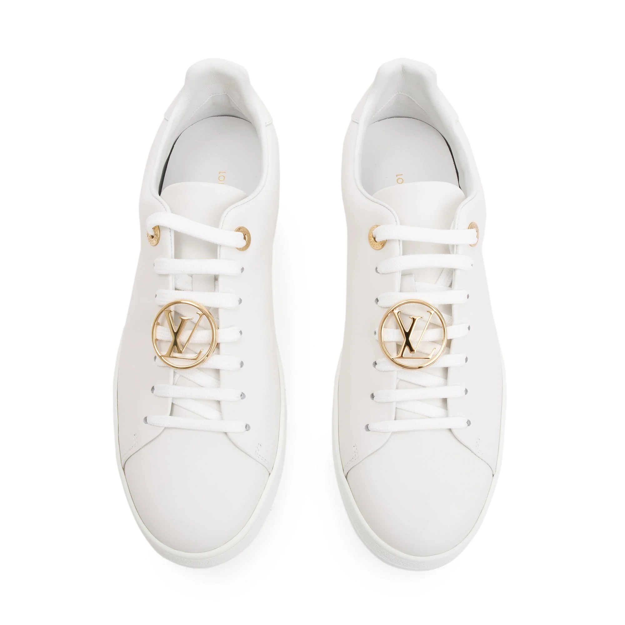 Louis Vuitton White Calfskin Leather Frontrow Trainer Sneakers, Size 39 w/ Box - Image 3