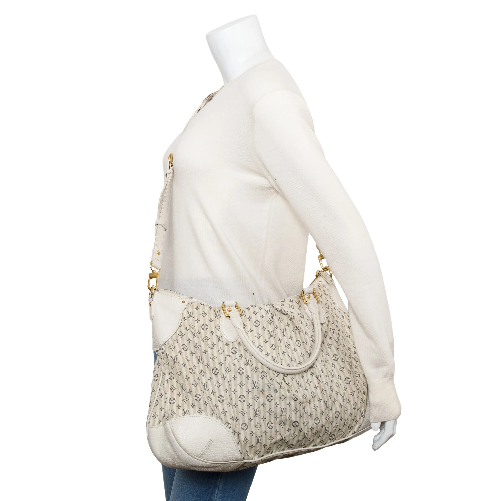 Louis Vuitton White Monogram Mini Lin Croisette Marina Bag w/ Strap - Image 7