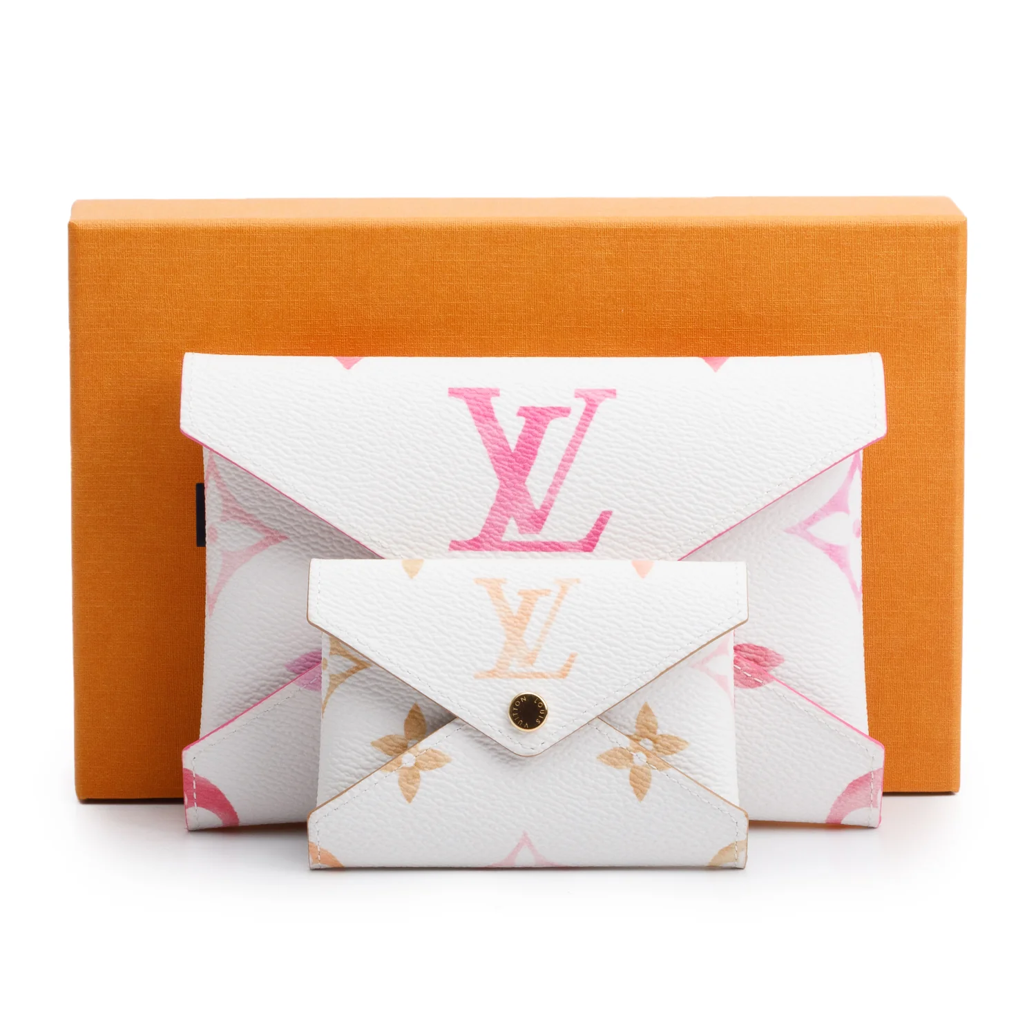 Louis Vuitton White/Pink Monogram By The Pool Kirigami Pochette MM & PM w/ Box - Image 2