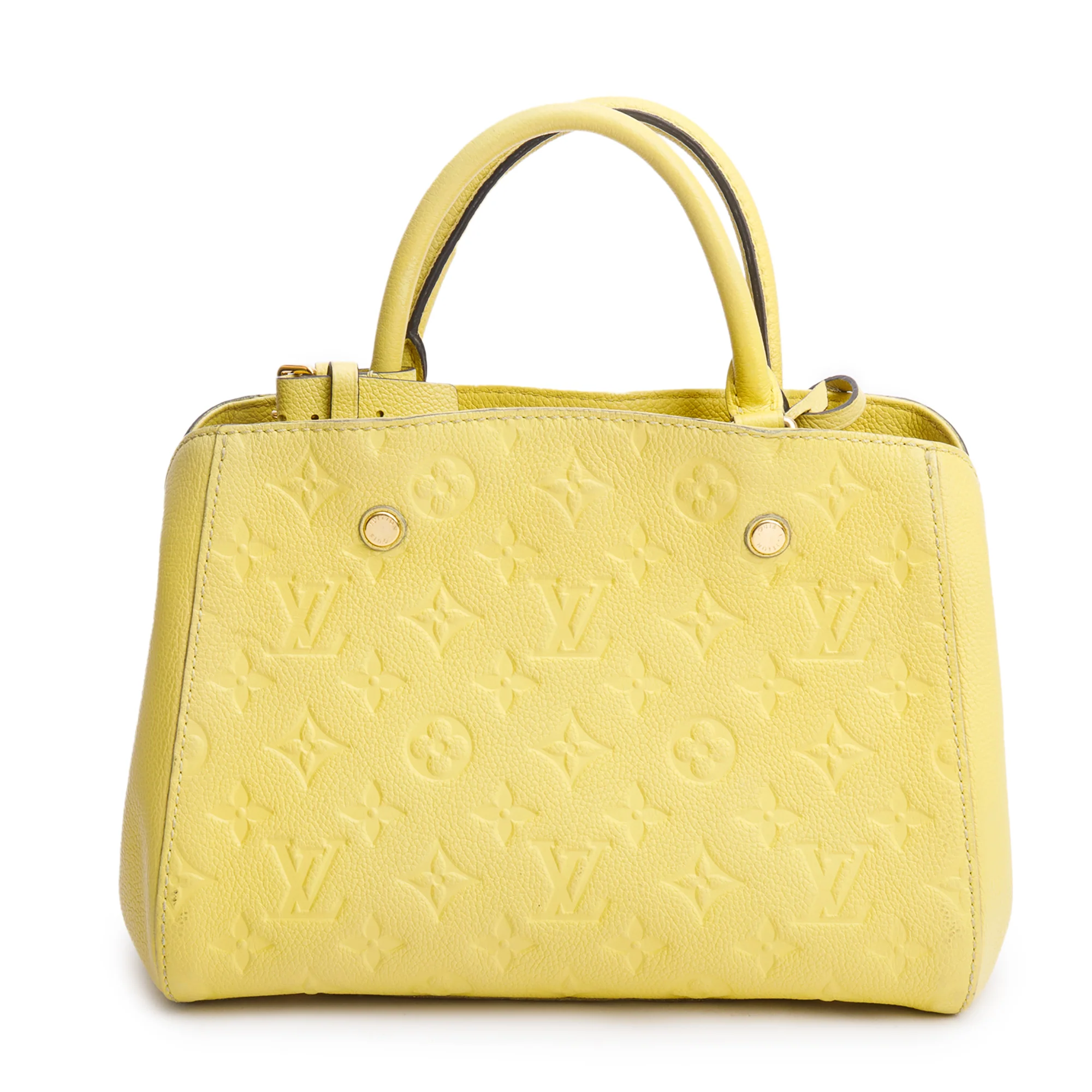 Louis Vuitton Yellow Monogram Empreinte Leather Montaigne BB w/ Strap - Image 3