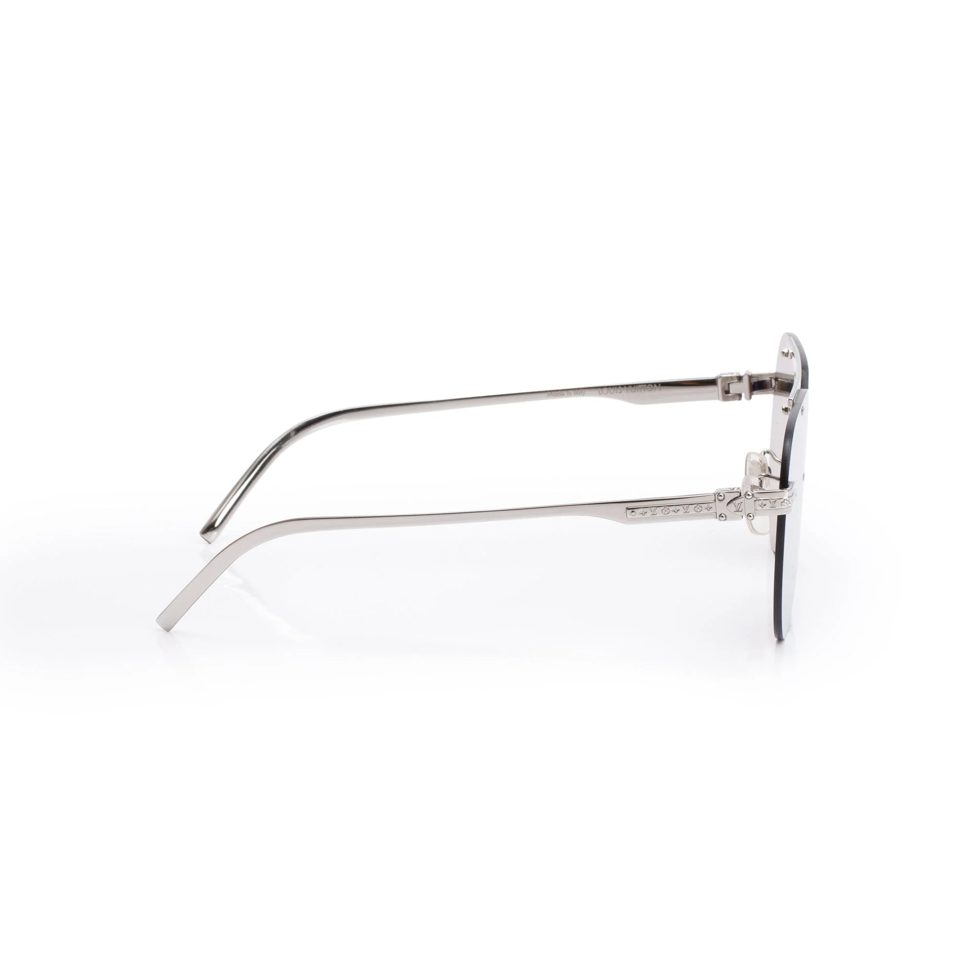 Louis Vuitton Z1262E Silver Tone Metal LV Ash Mirrored Pilot Sunglasses w/ Box & Case - Image 3