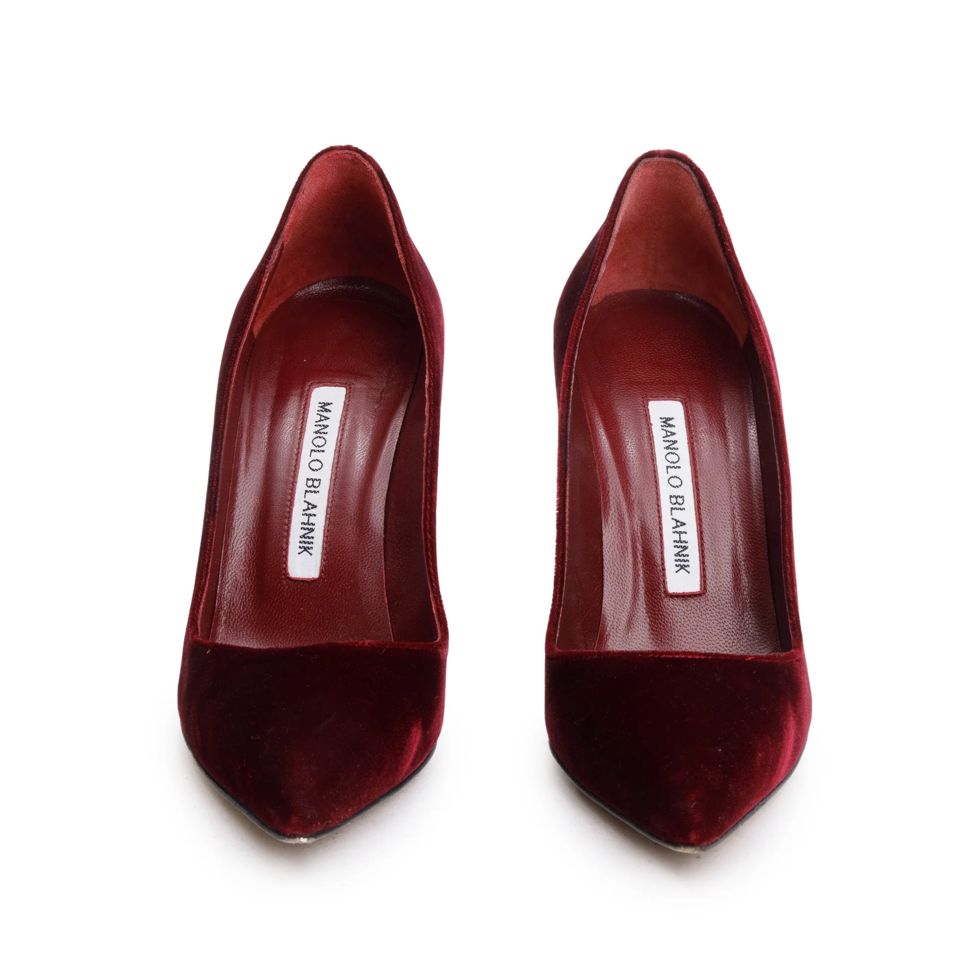 Manolo Blahnik Maroon Velvet BB Pointed Toe Pumps, Size 35.5