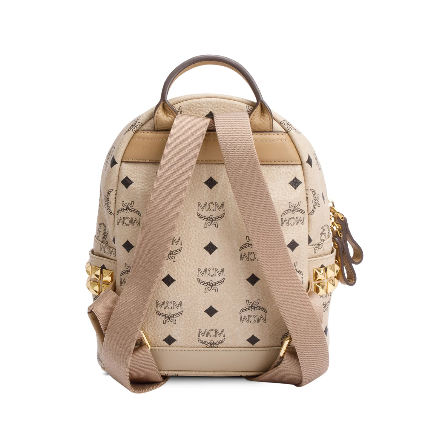 MCM Beige Visetos Side Studs Mini Stark Backpack - Image 3