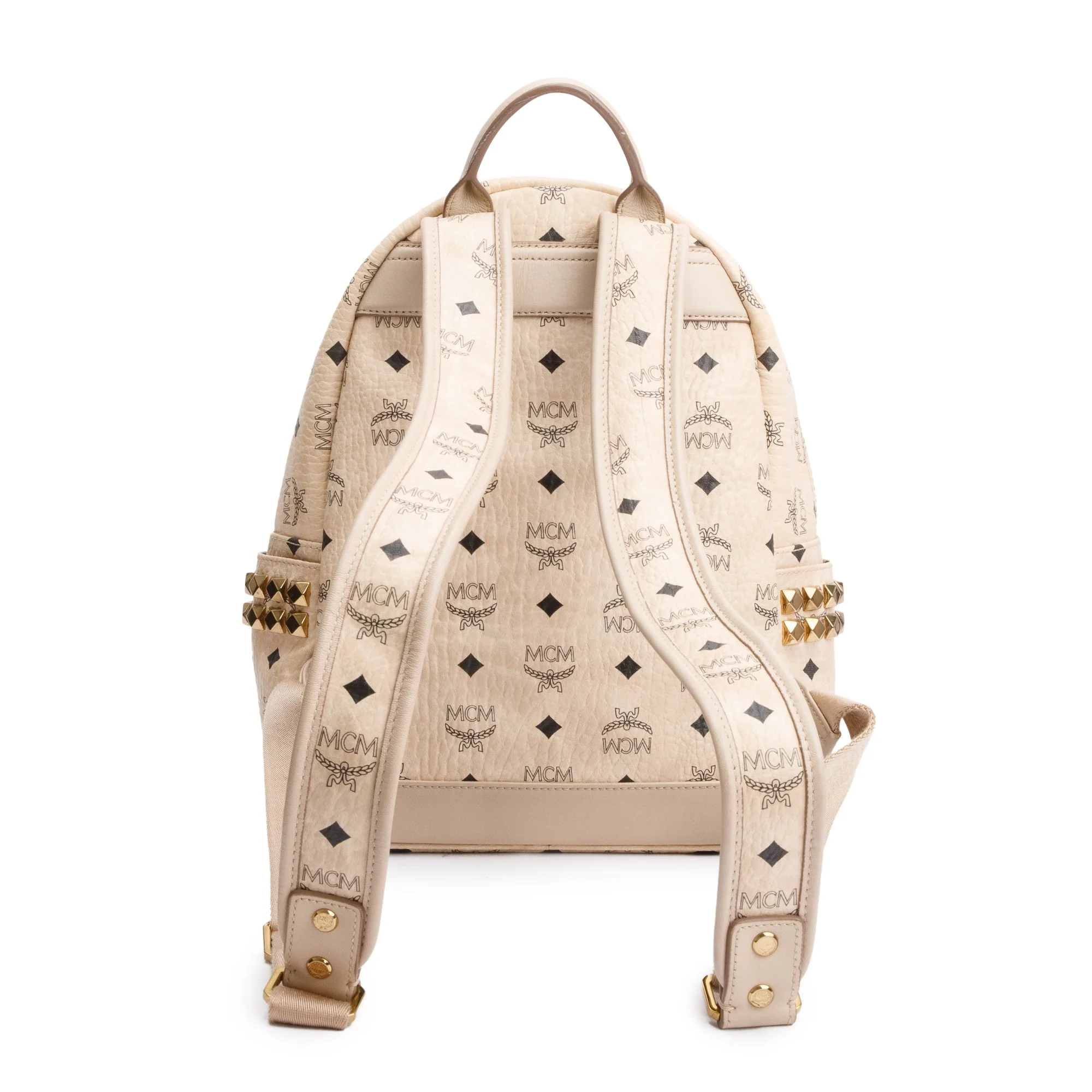 MCM Beige Visetos Side Studs Small Stark Backpack - Image 3