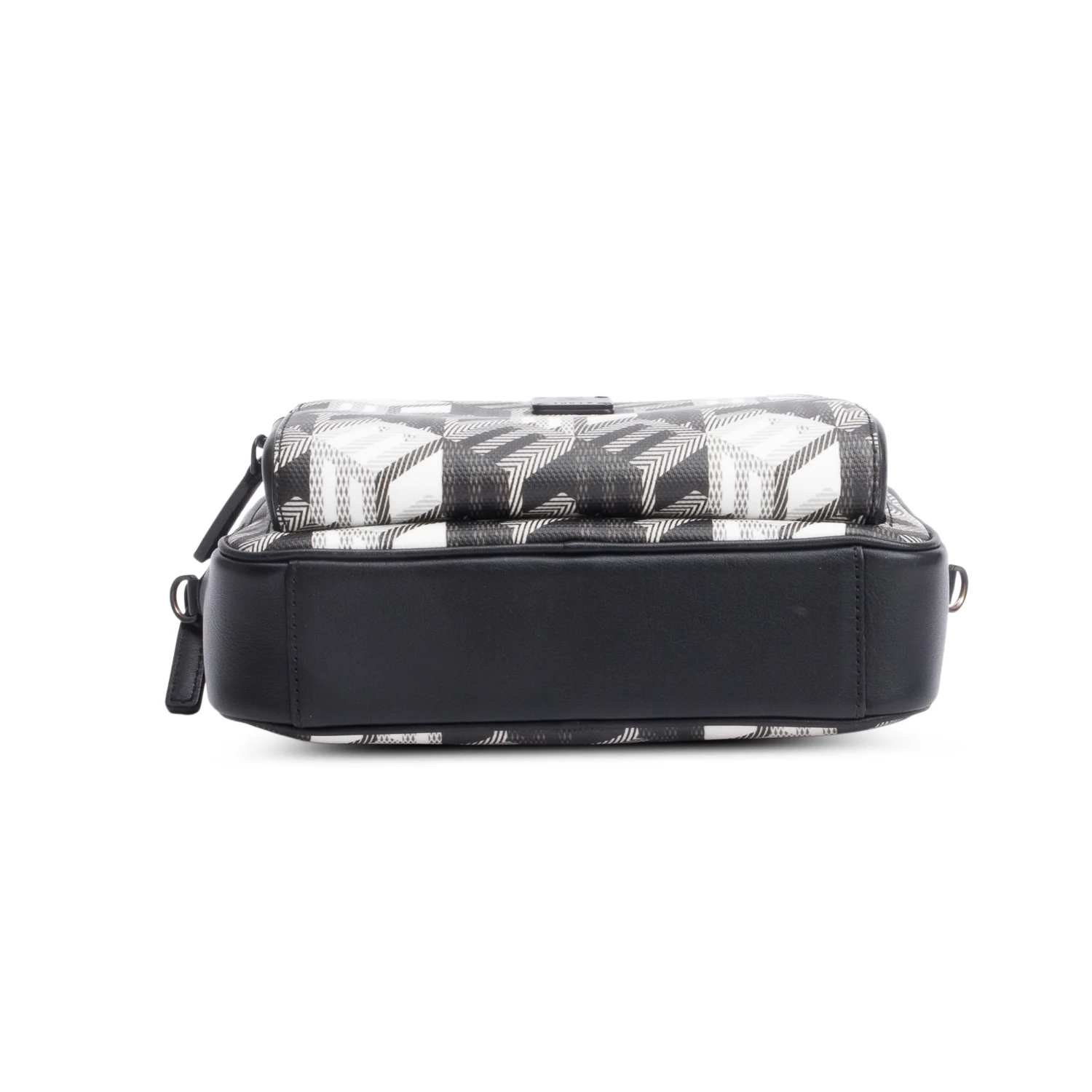 MCM Black/White Cubic Canvas Black Leather Trim Aren Crossbody Bag - Image 7