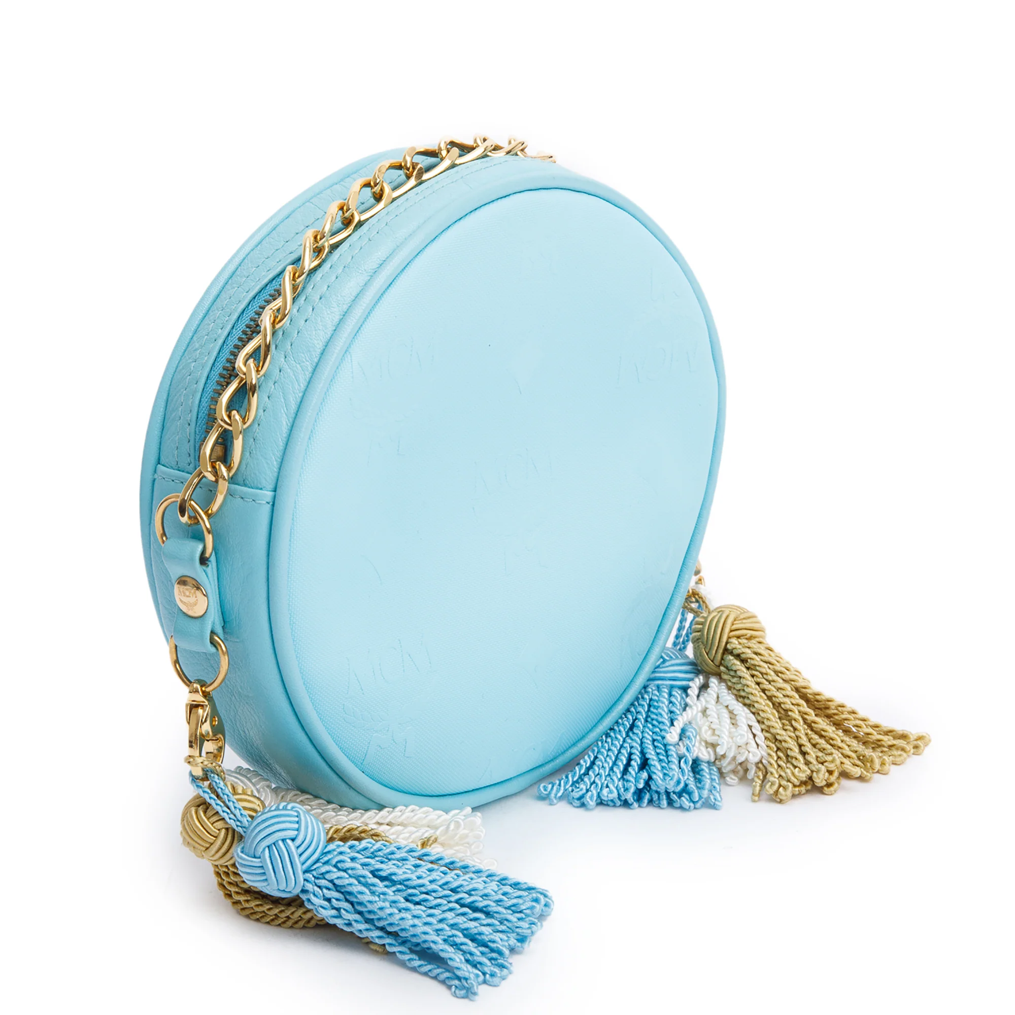 MCM Blue Monogram Canvas Suzy Wong Round Crossbody - Image 6