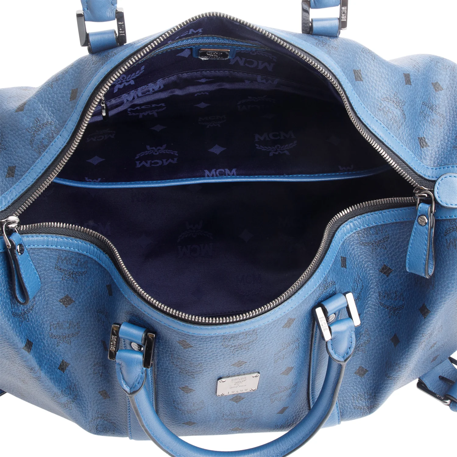 MCM Blue Visetos Ottomar Weekender Bag - Image 8