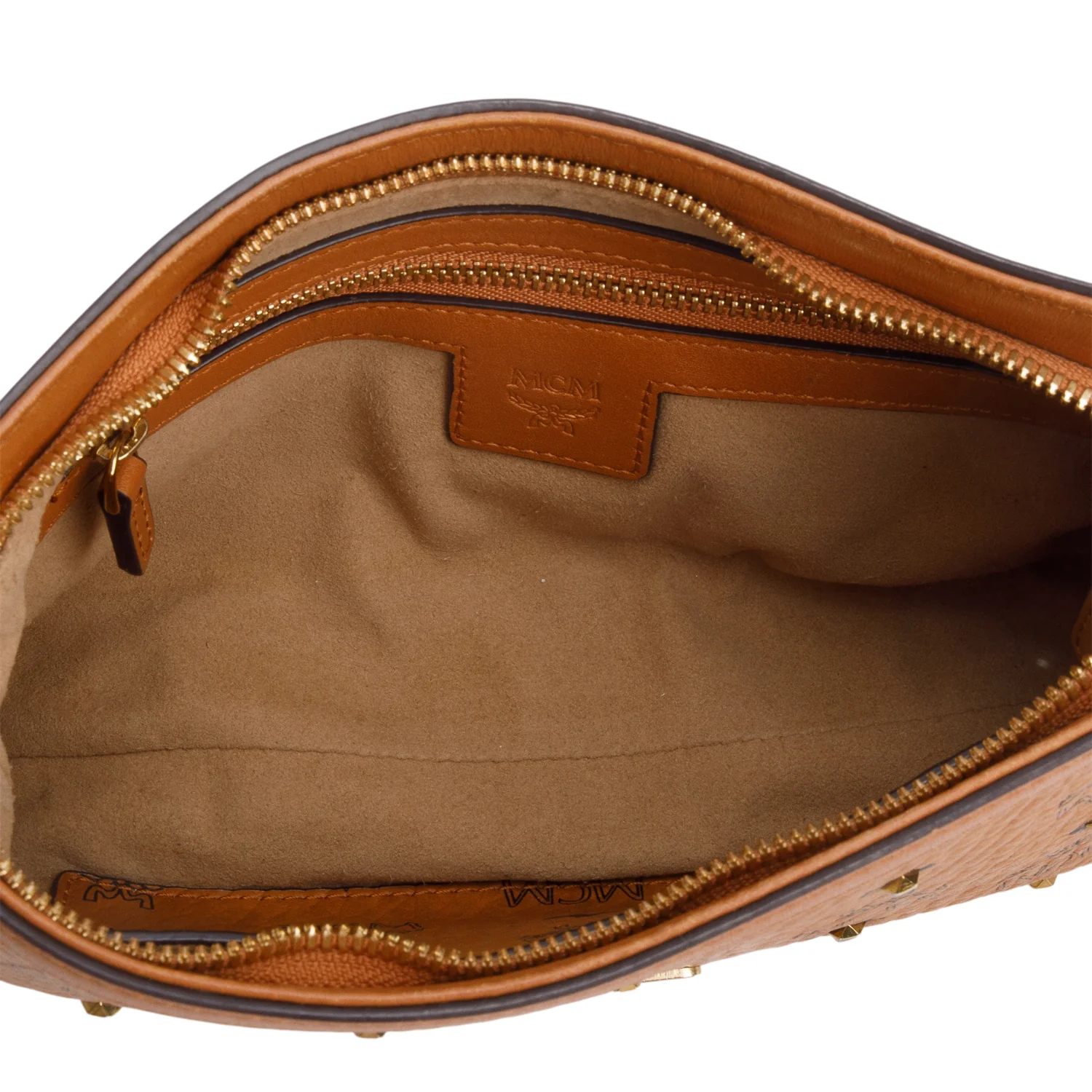 MCM Brown Visetos Small Stud Shoulder Bag - Image 8