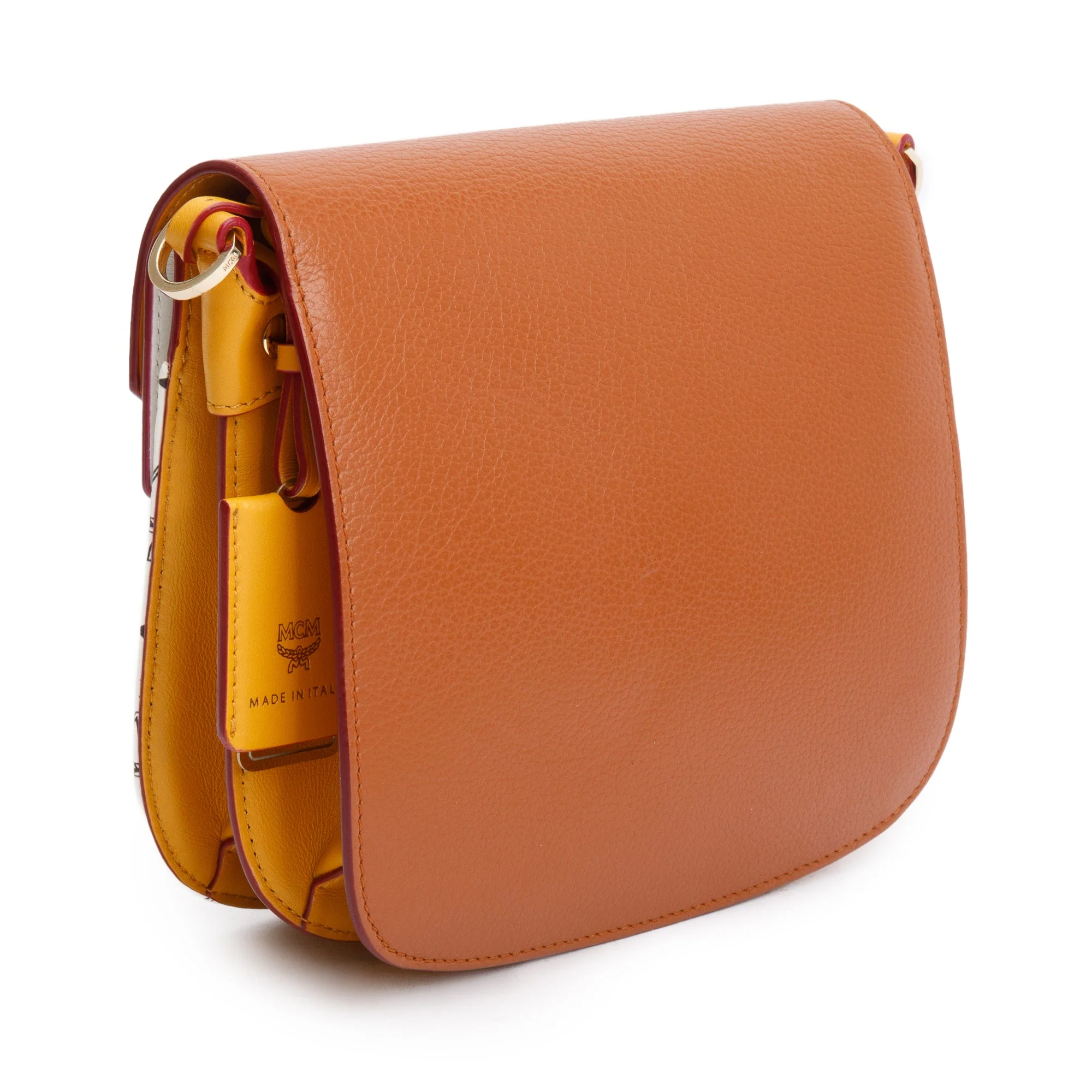 MCM Brown/Yellow Calf Leather White Visetos The Patricia Crossbody w/ Strap - Image 6