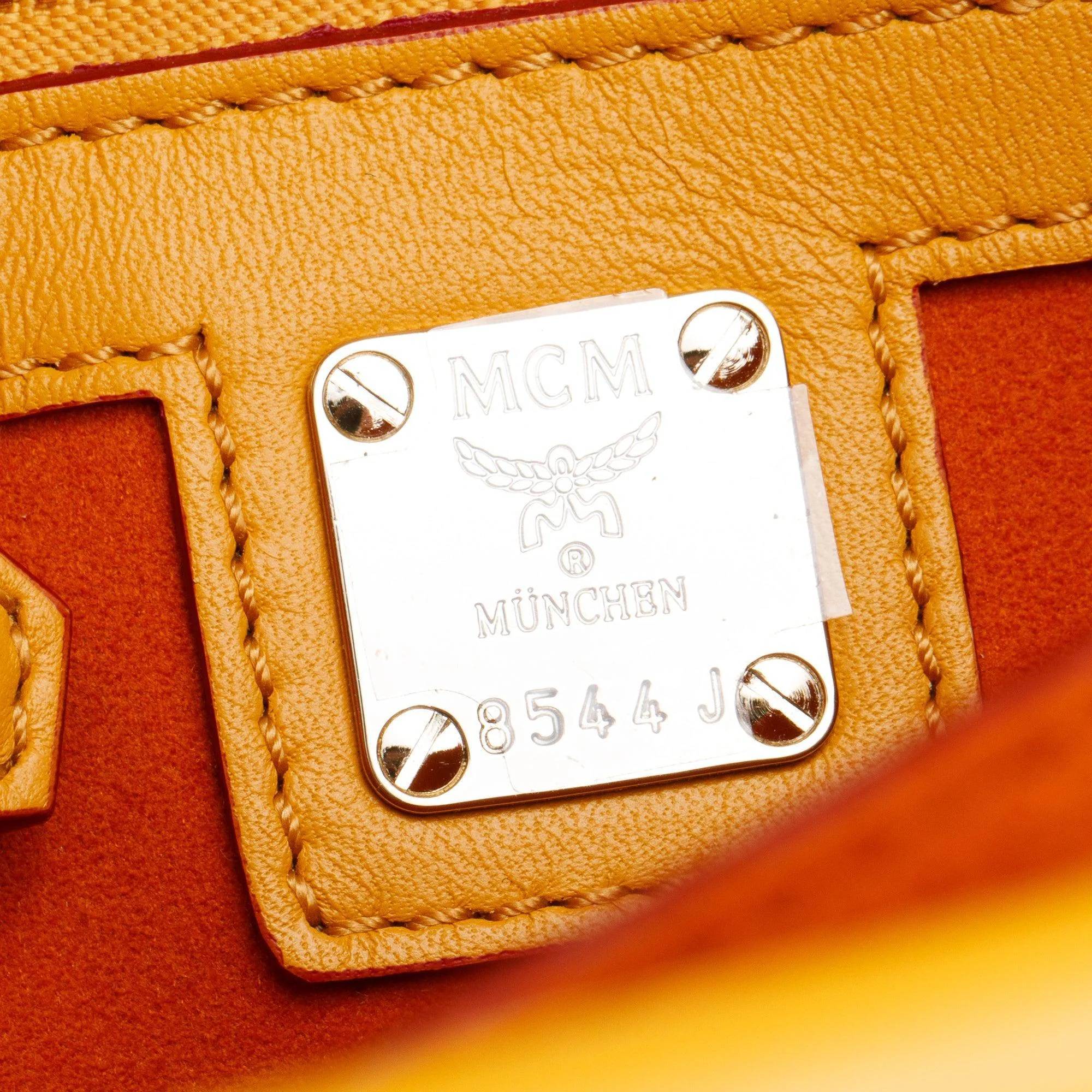 MCM Brown/Yellow Calf Leather White Visetos The Patricia Crossbody w/ Strap - Image 9