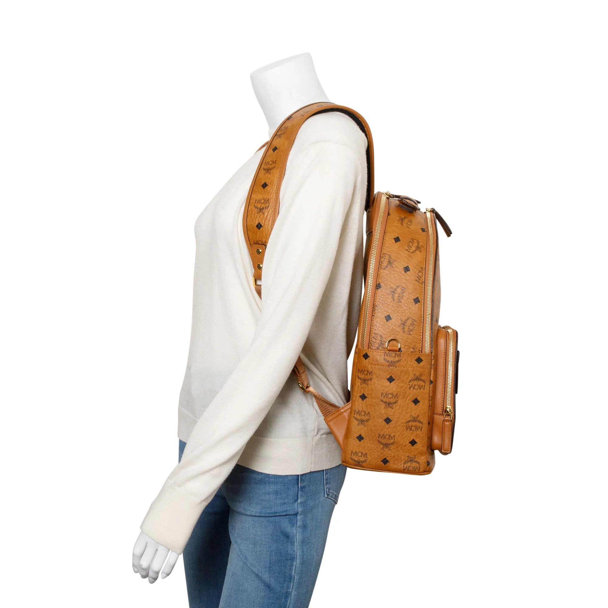 MCM Cognac Visetos Stark Large Backpack - Image 2
