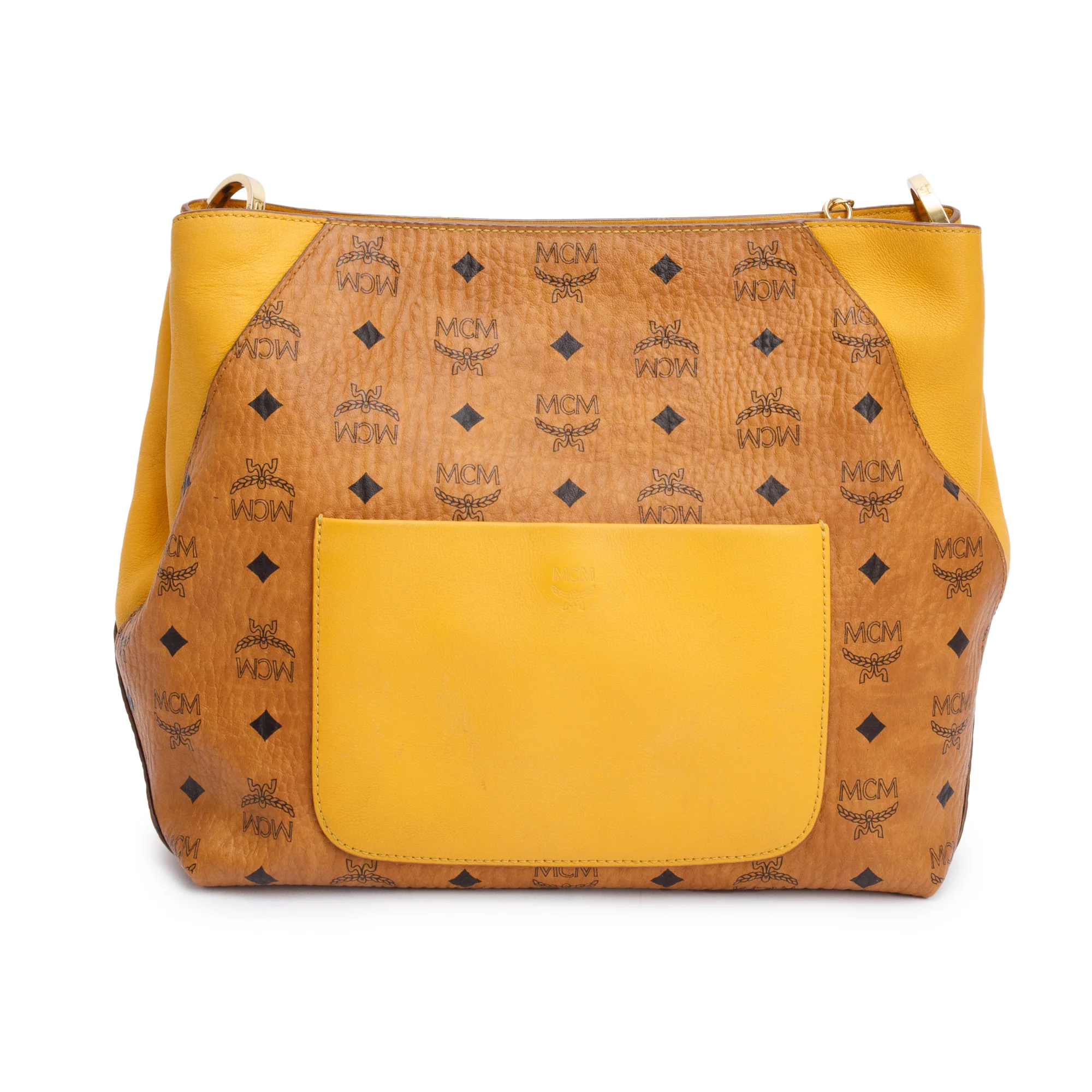 MCM Cognac Visetos Yellow Leather Klara Hobo w/ Strap - Image 5