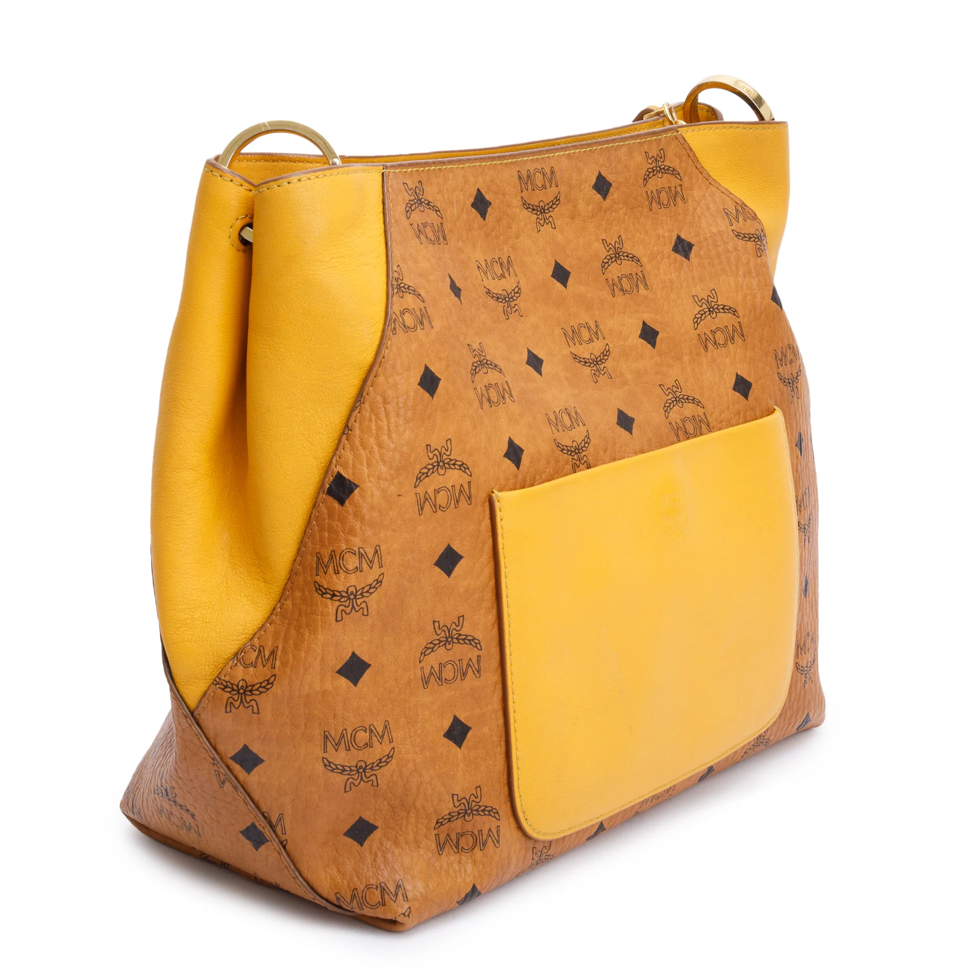 MCM Cognac Visetos Yellow Leather Klara Hobo w/ Strap - Image 6