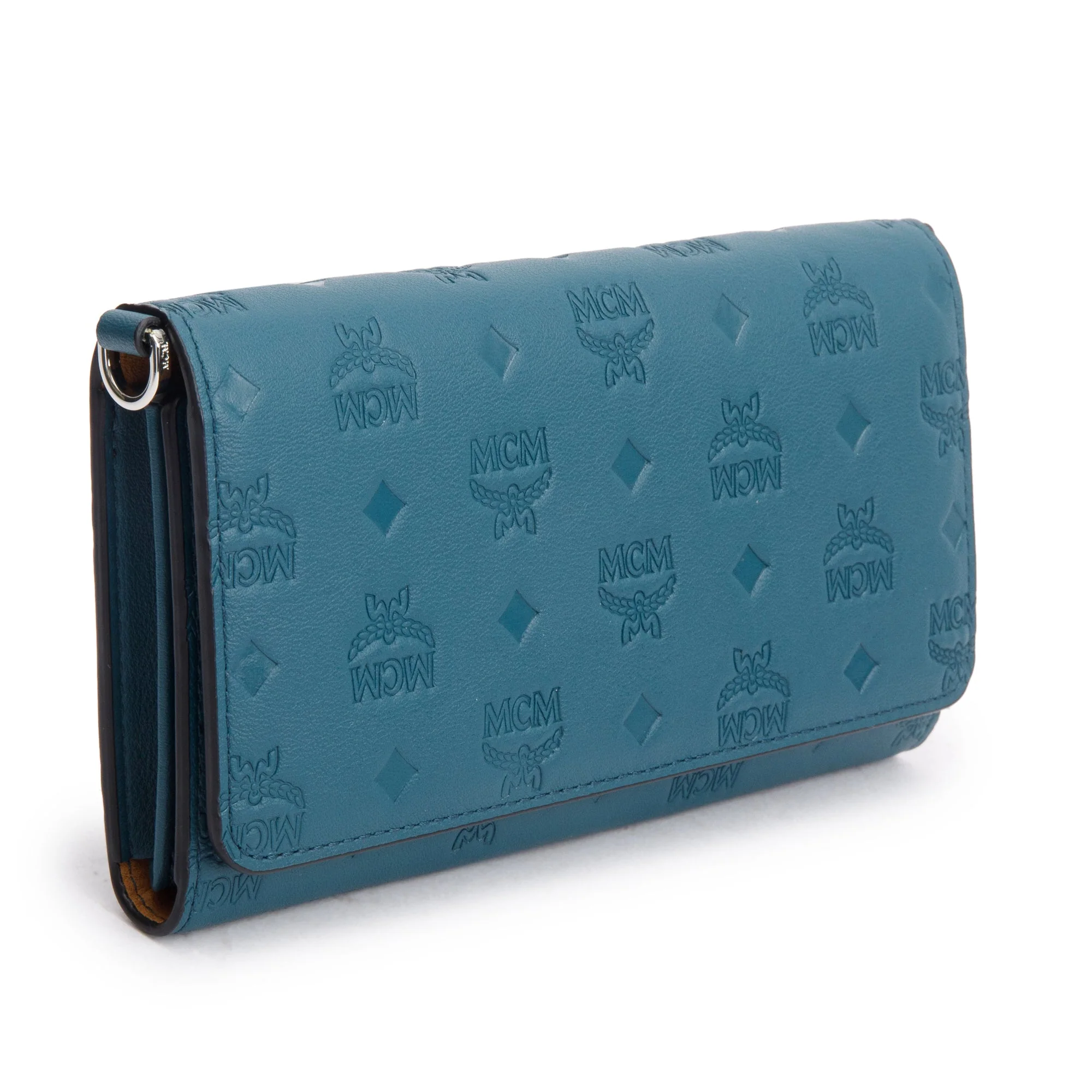 MCM Deep Teal Leather Ottomar Wallet on Chain w/ Box - Image 4