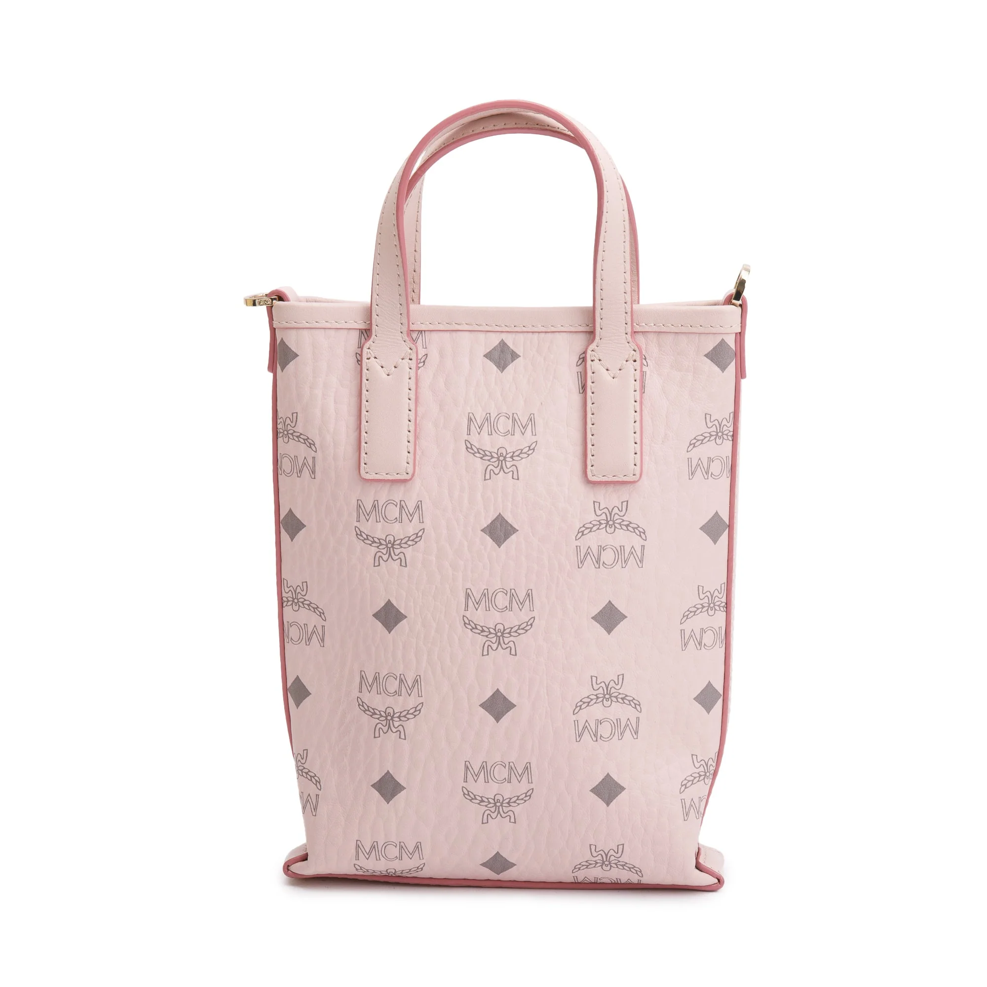 MCM Pink Visetos Canvas Nappa Leather Mini Aren Crossbody Bag - Image 5